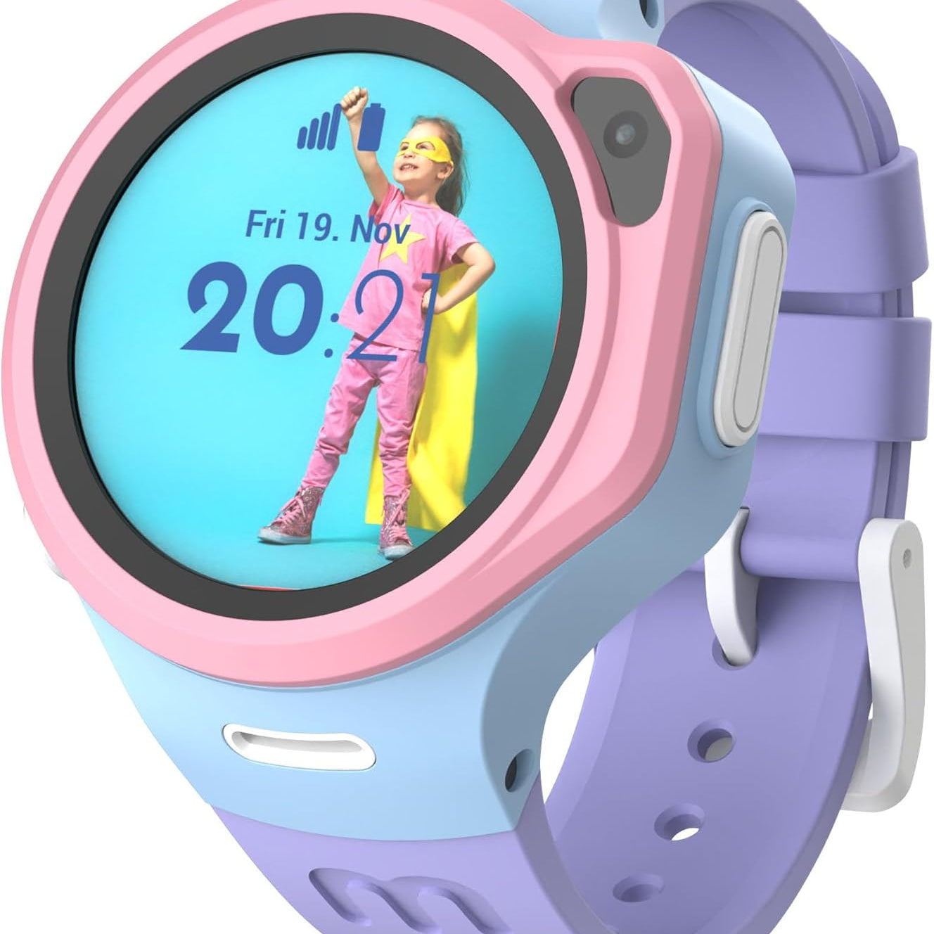 myFirst Fone R1s - Kids Smart Watch for Boys Girls Touch Screen Smartwatch Phone with Call Video Camera Alarm Music Player for Children Teen Students (Cotton Candy Mix), Small