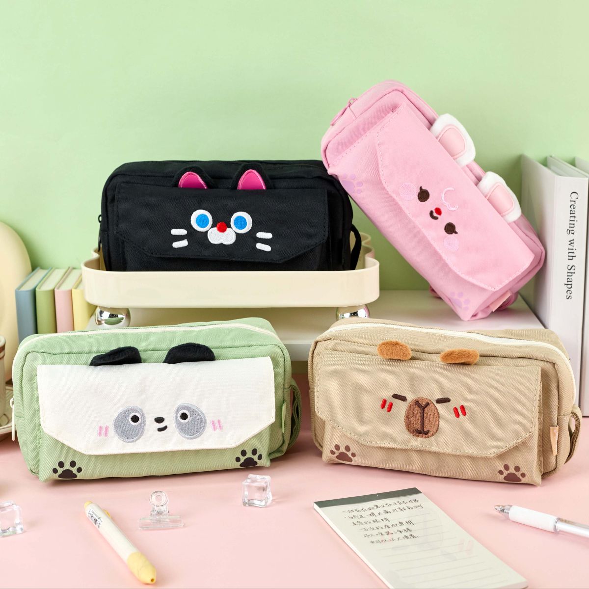 Assorted Pencil Bag W 2 Zip Animal
