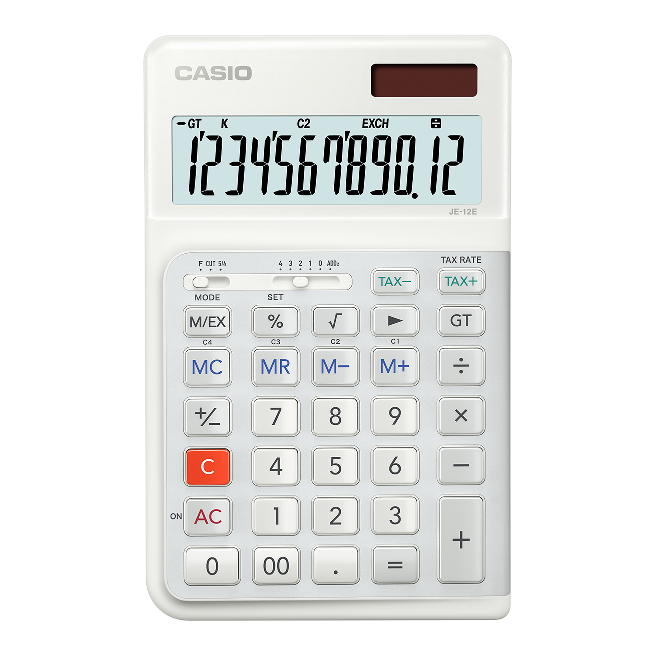 Casio ERGONOMIC COMPACT Calculator WH JE-12E-WE White