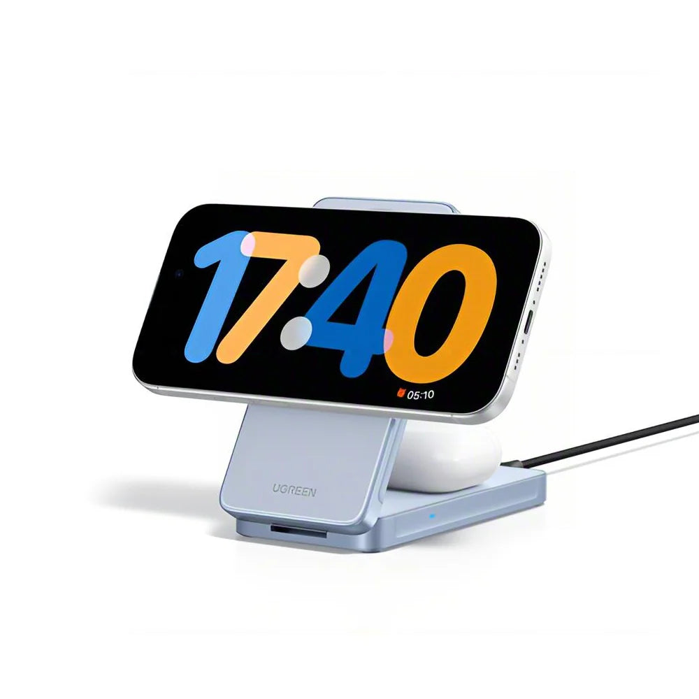 Ugreen W756 Qi2.2 30W 2-in-1 Magnetic Wireless Charger - Blue