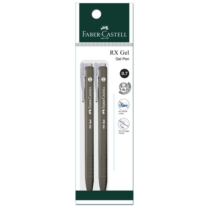 Faber-Castell RX Gel Pen 0.7mm Tip, Black x 2 Pieces-249602