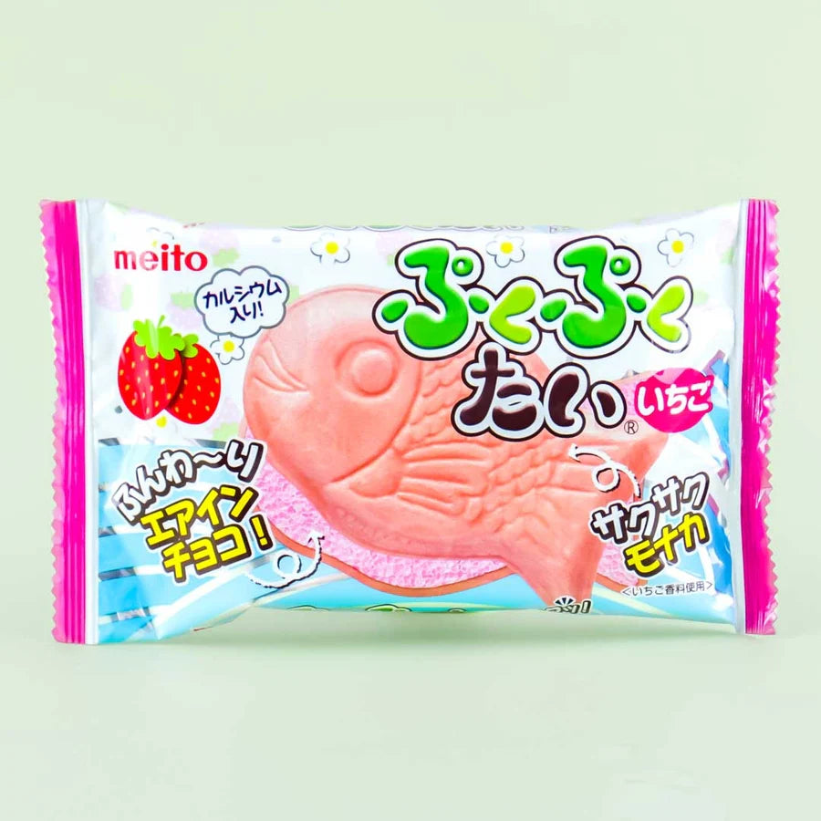 Meito Puku Puku Tai Fish Shaped Wafer - Strawberry