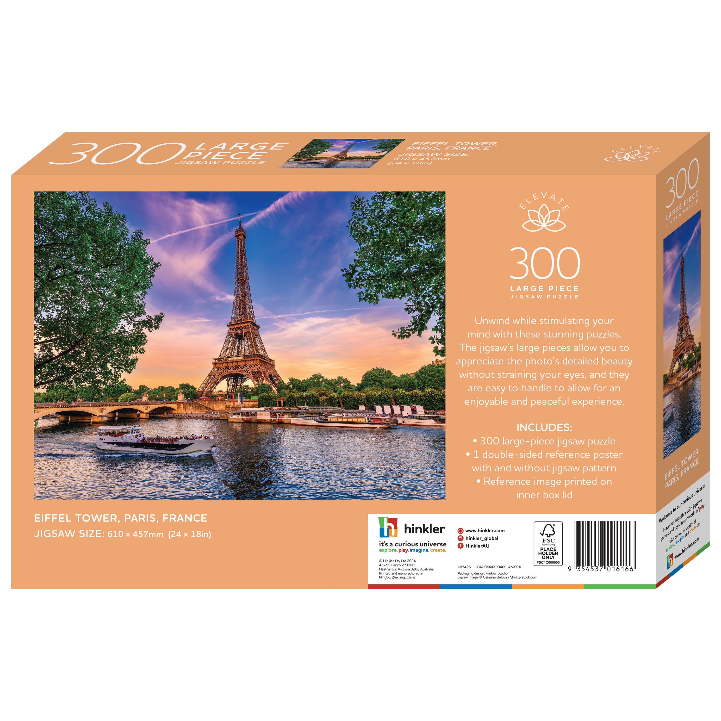 HINKLER ELEVATE 300 LARGE PIECE JIGSAW PUZZLE EIFFEL TOWER PARIS FRANCE