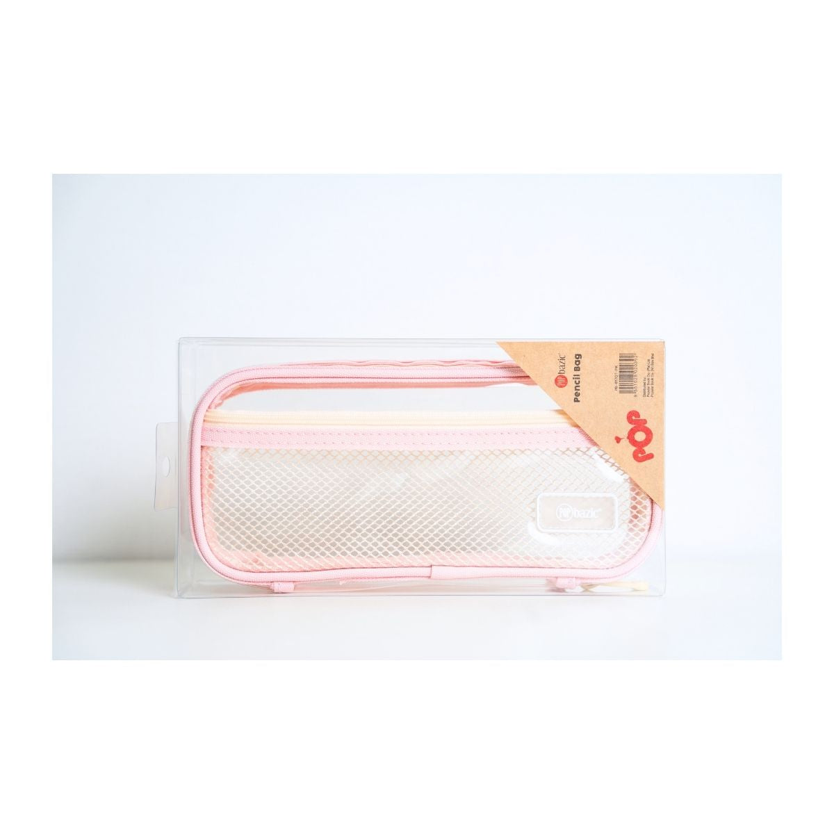 Pop Bazic Transparent Double Zip Pencil Bag (Pink) - PB-817QT- Pink