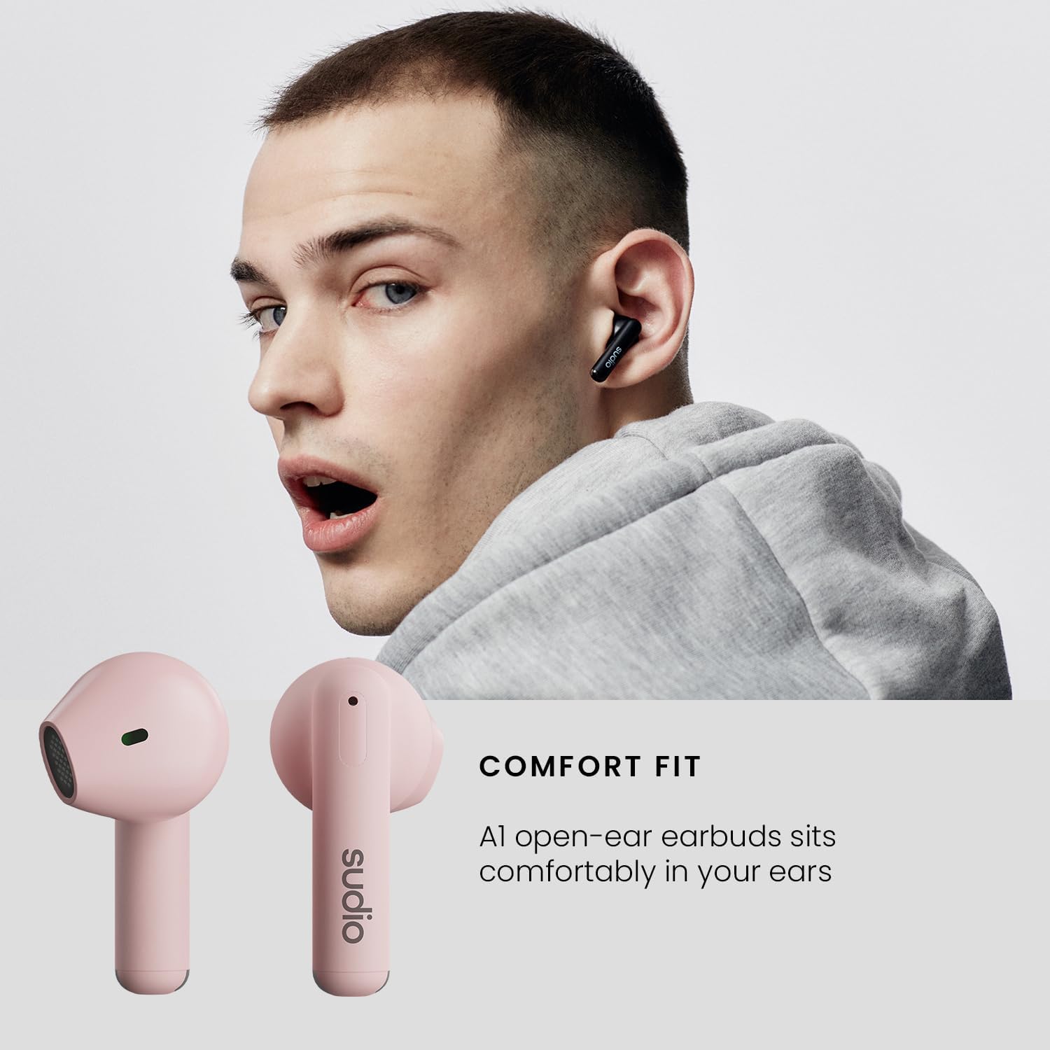 Sudio A1 True Wireless Earbuds Bluetooth 5.3 Headphones Touch Control With Wireless Charging Case Compact Sweat And Splash Resistant Open-ear Built-in Mic Headset Premium Crystal Sound