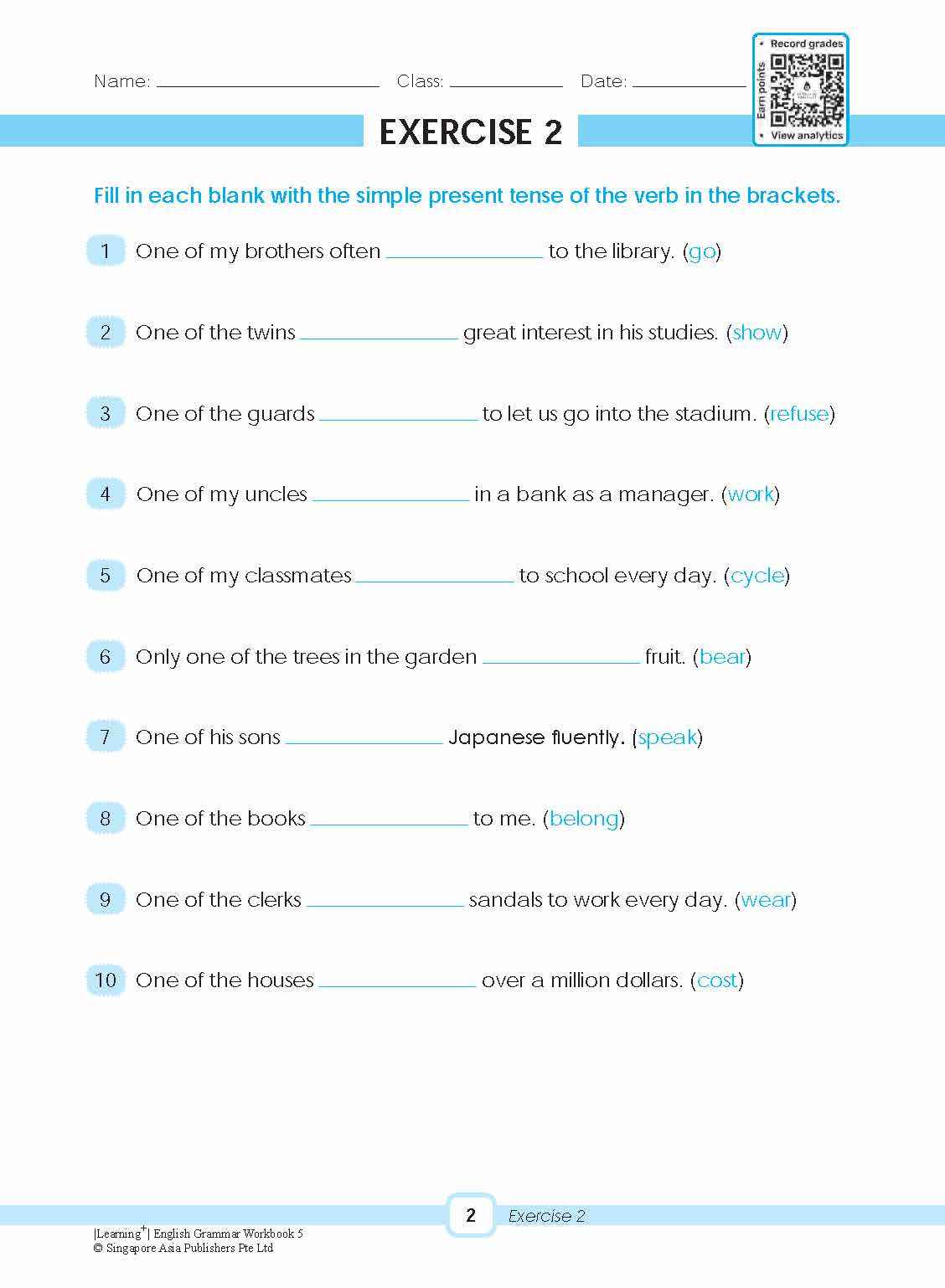 Primary 5 LEARNING+ ENGLISH GRAMMAR Workbook 5-3rd Edition