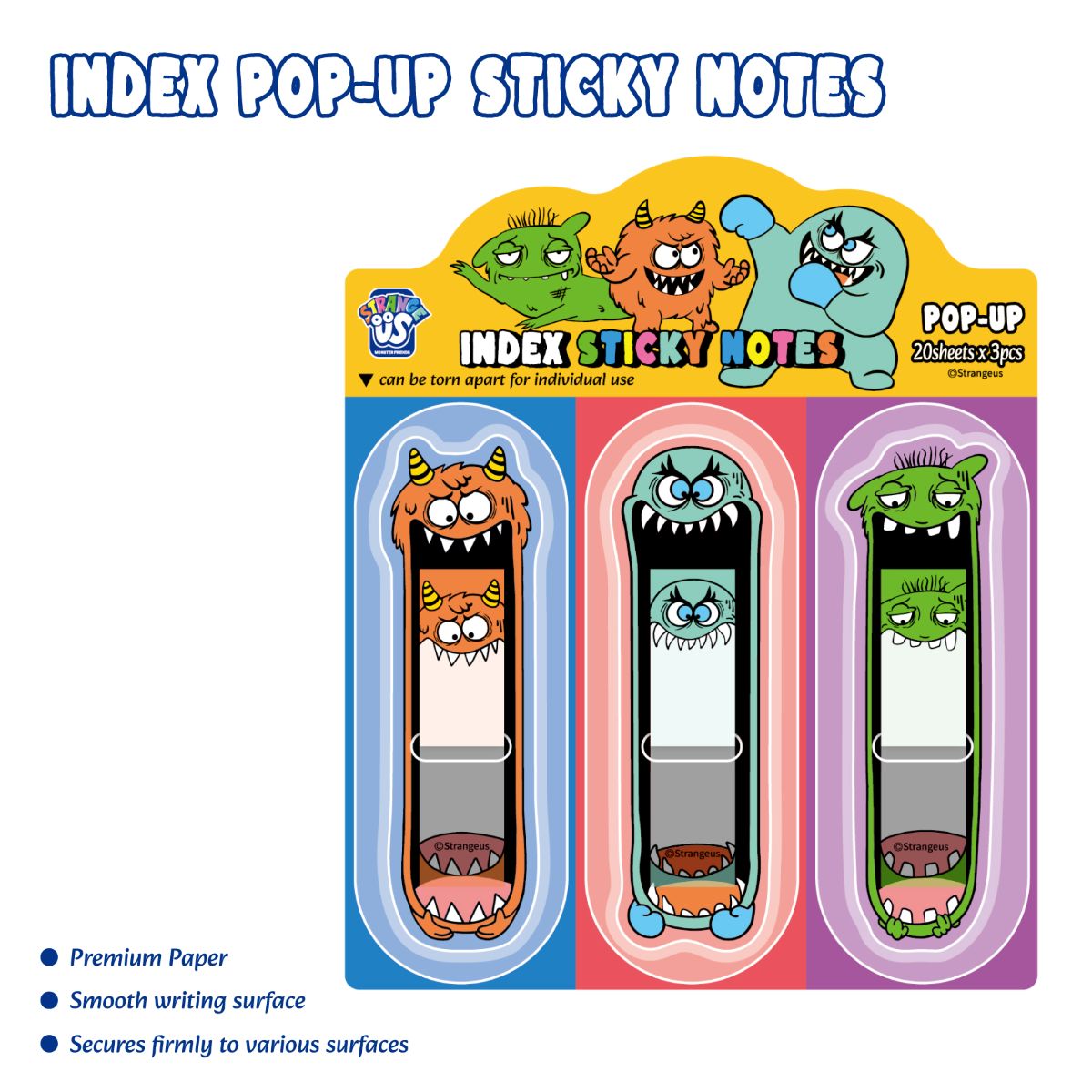 Strange Us Index Sticky Notes 3Pc/Set