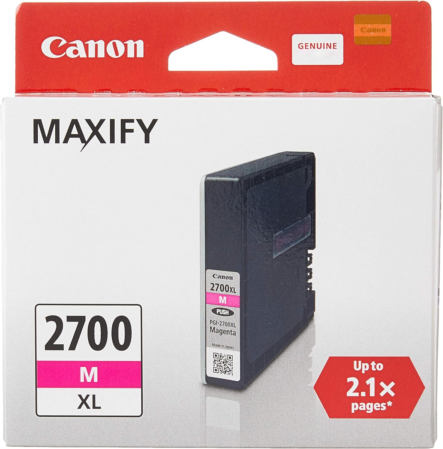 Canon Maxify Inkjet Cartridges, Magenta, (PGI-2700M XL)