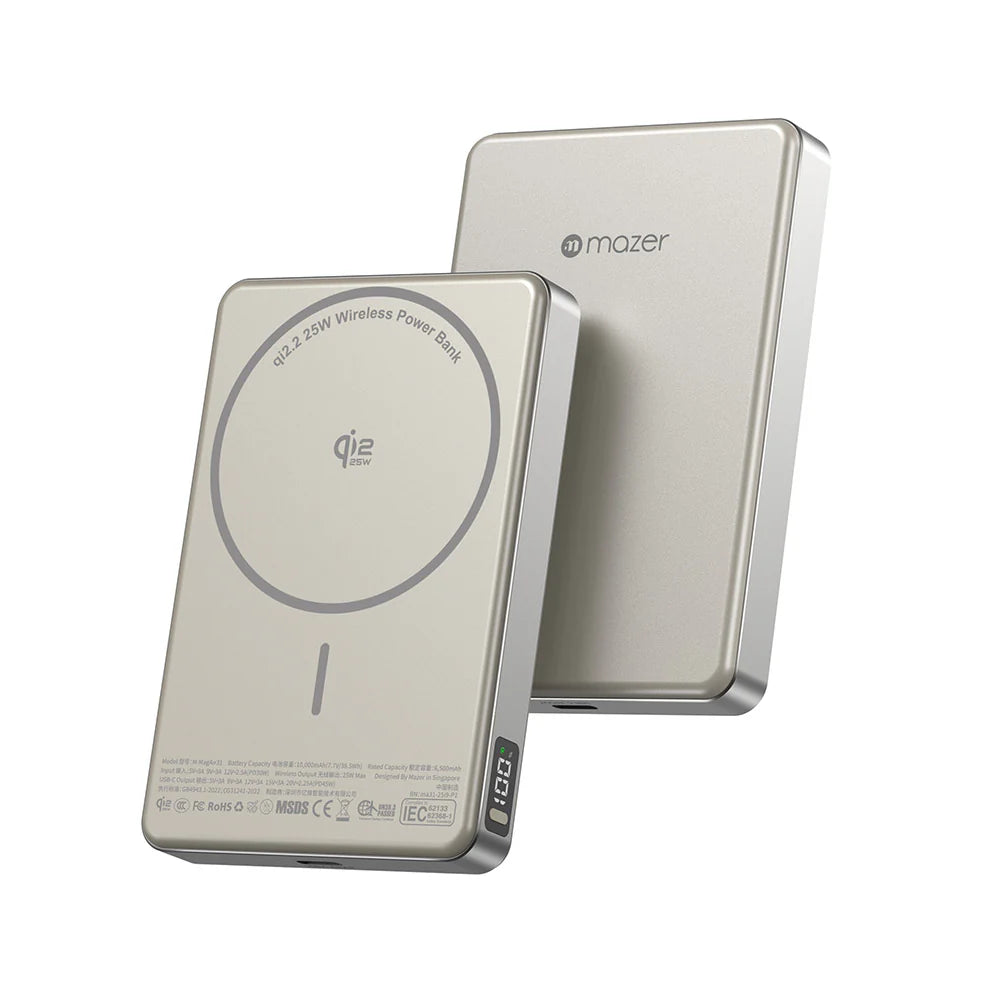 Mazer M-MagAir31-NT qi2-25W 10kmAh PD45W Power Bank (Natural Titanium)