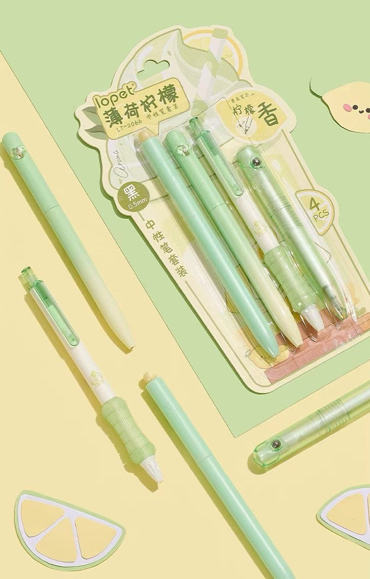 4Pcs 0.5mm Black Ink Writing Set – Mint Lemon