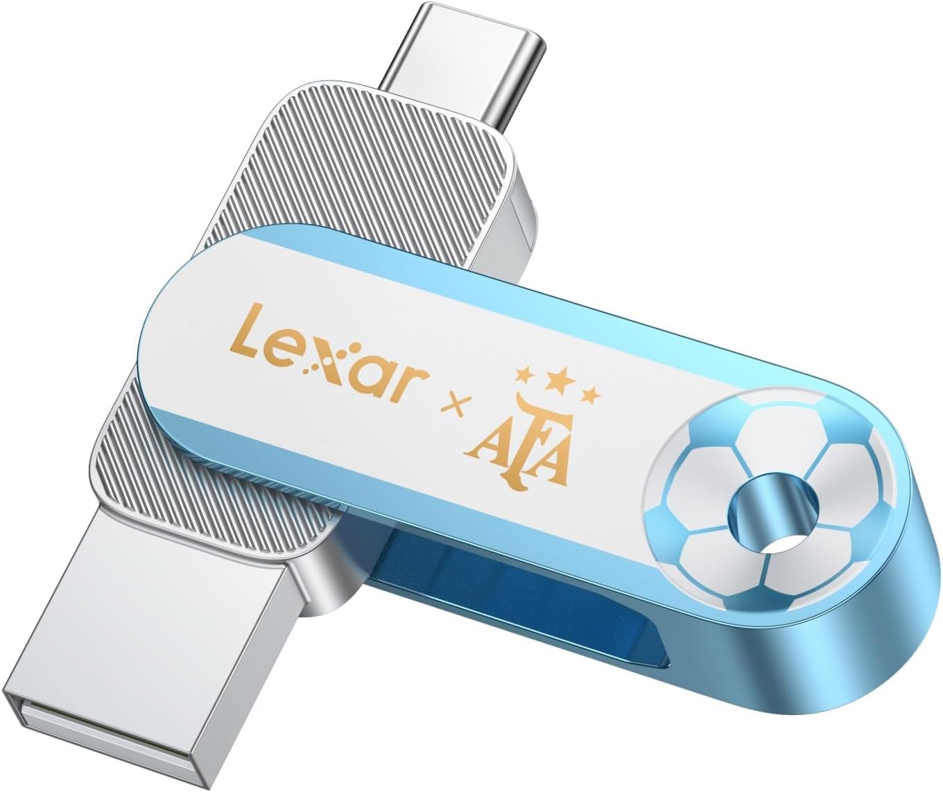 Lexar D500 Solid State Dual Drive USB 3.2, AFA Edition, Argentina World Championship Co-Branding, Dual USB C/A Ports, Up to 400MB/s, High-Performance, Metal Housing, Compatible with iPhone 17, 128GB