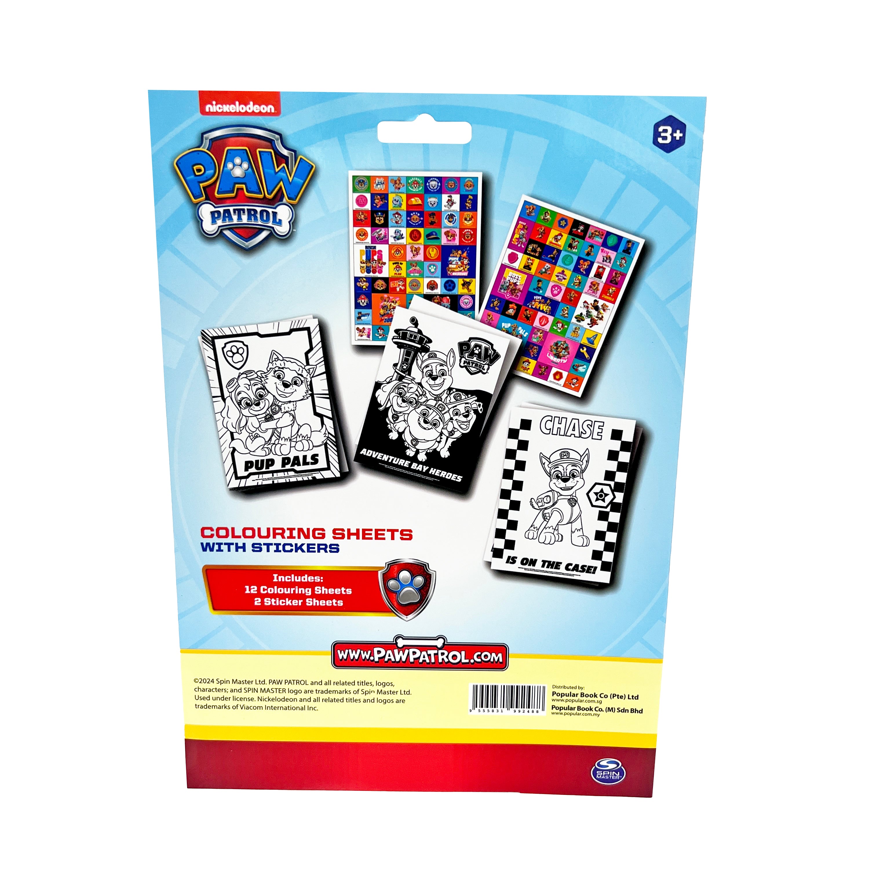 PAW PATROL 12 COLOURING SHEETS WITH STICKERS CORE REFRESH SERIES