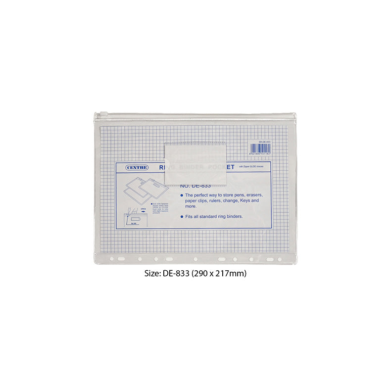 Centre Pvc Ring Binder Pocket A4