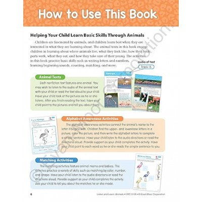 Grade K: Listen and Learn: Animals, Kindergarten Workbook: Animals