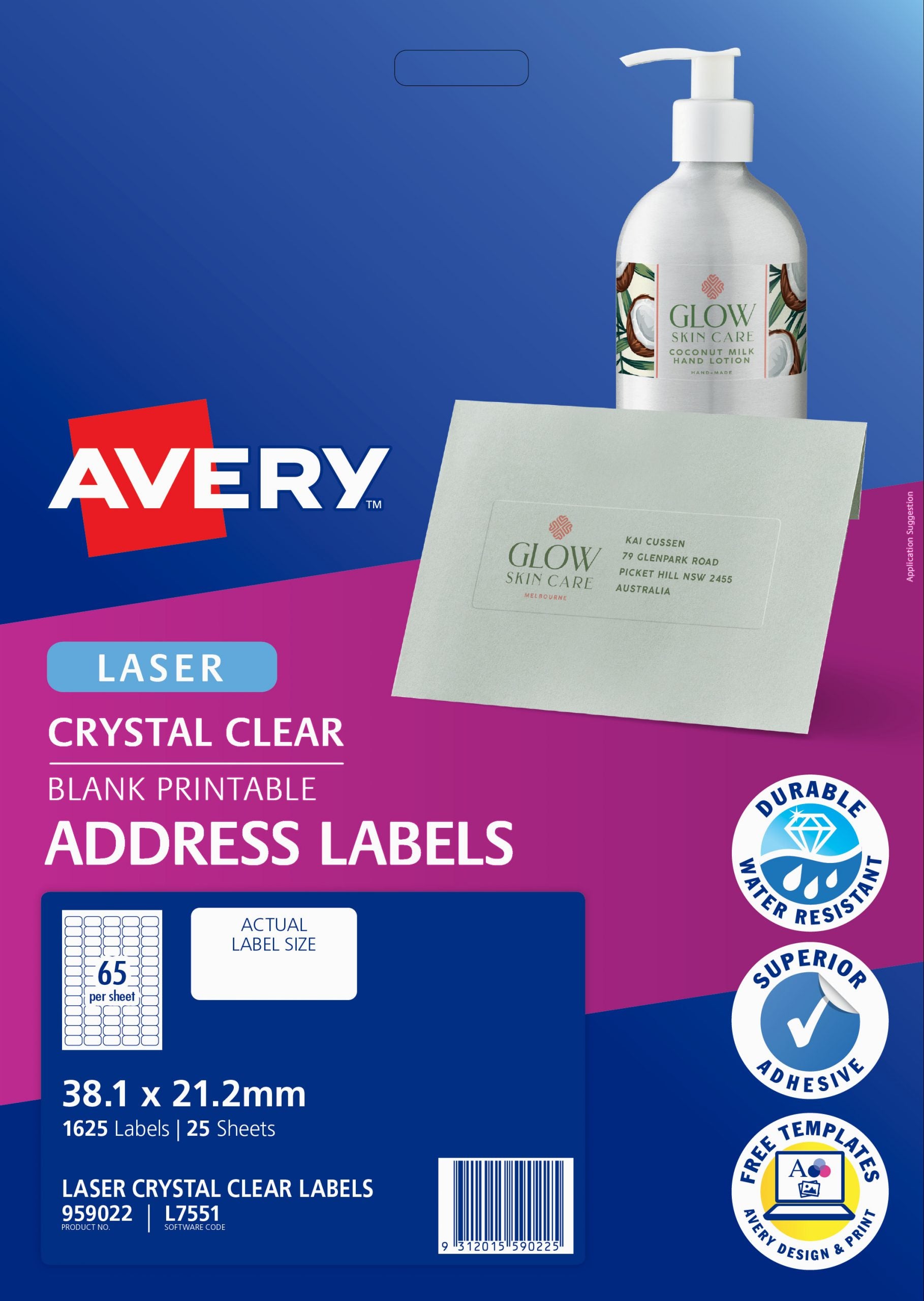 AVERY CLEAR LASER LABEL L7500-5