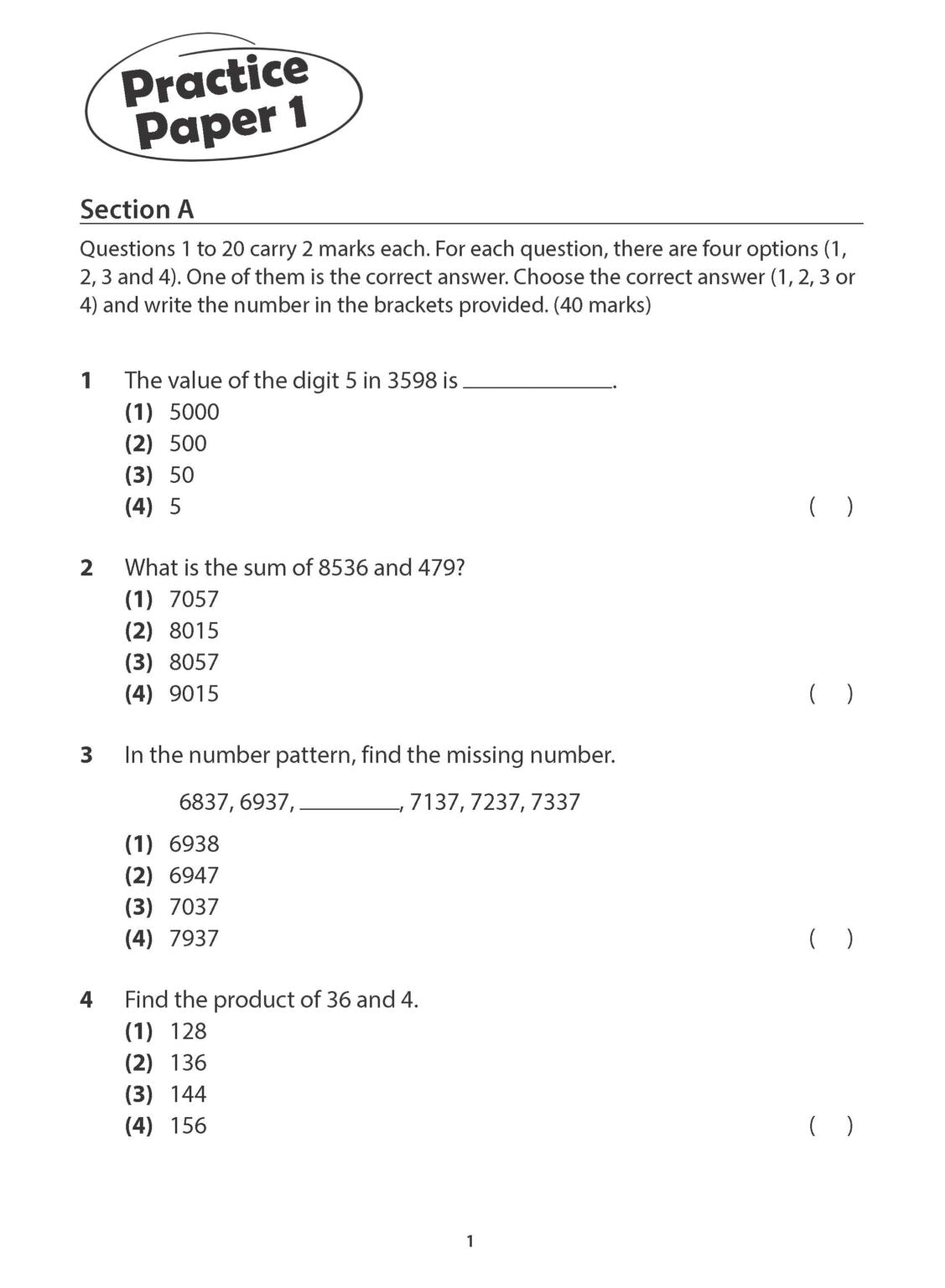 Primary 3 Mathematics Practice Papers (Second edition)