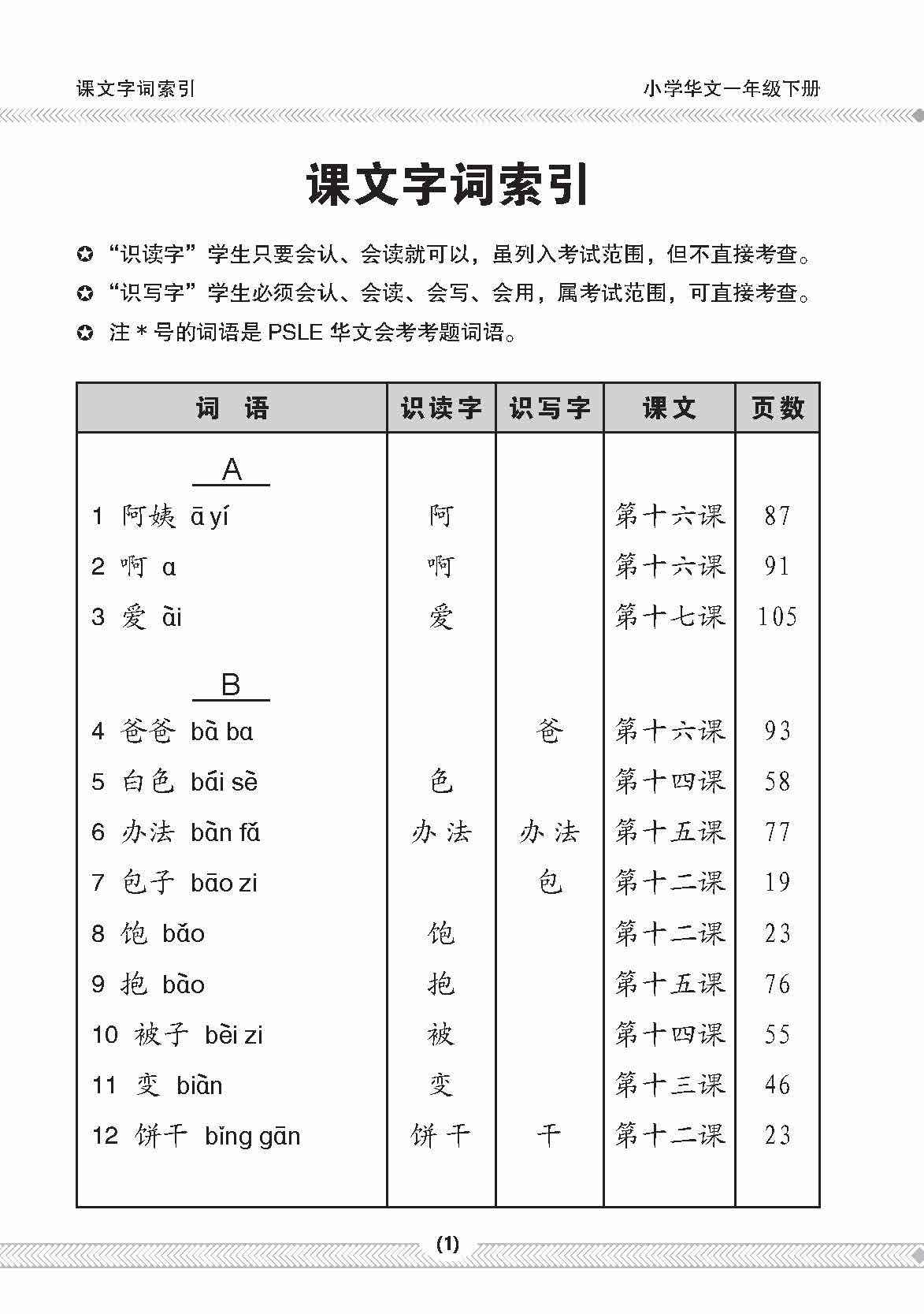 Primary 1B Chinese Vocabulary Handbook - 3rd Edition