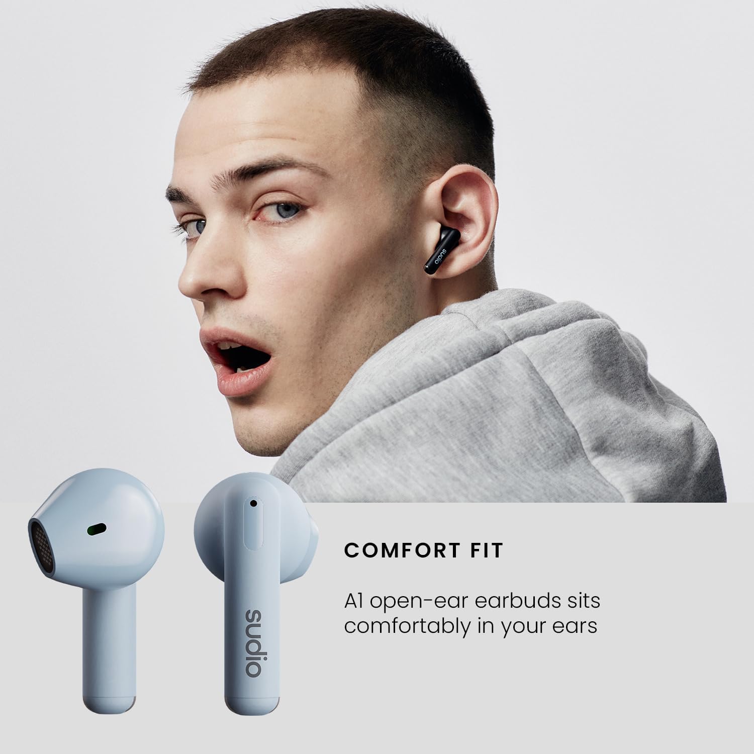Sudio A1 True Wireless Earbuds Bluetooth 5.3 Headphones Touch Control With Wireless Charging Case Compact Sweat And Splash Resistant Open-ear Built-in Mic Headset Premium Crystal Sound