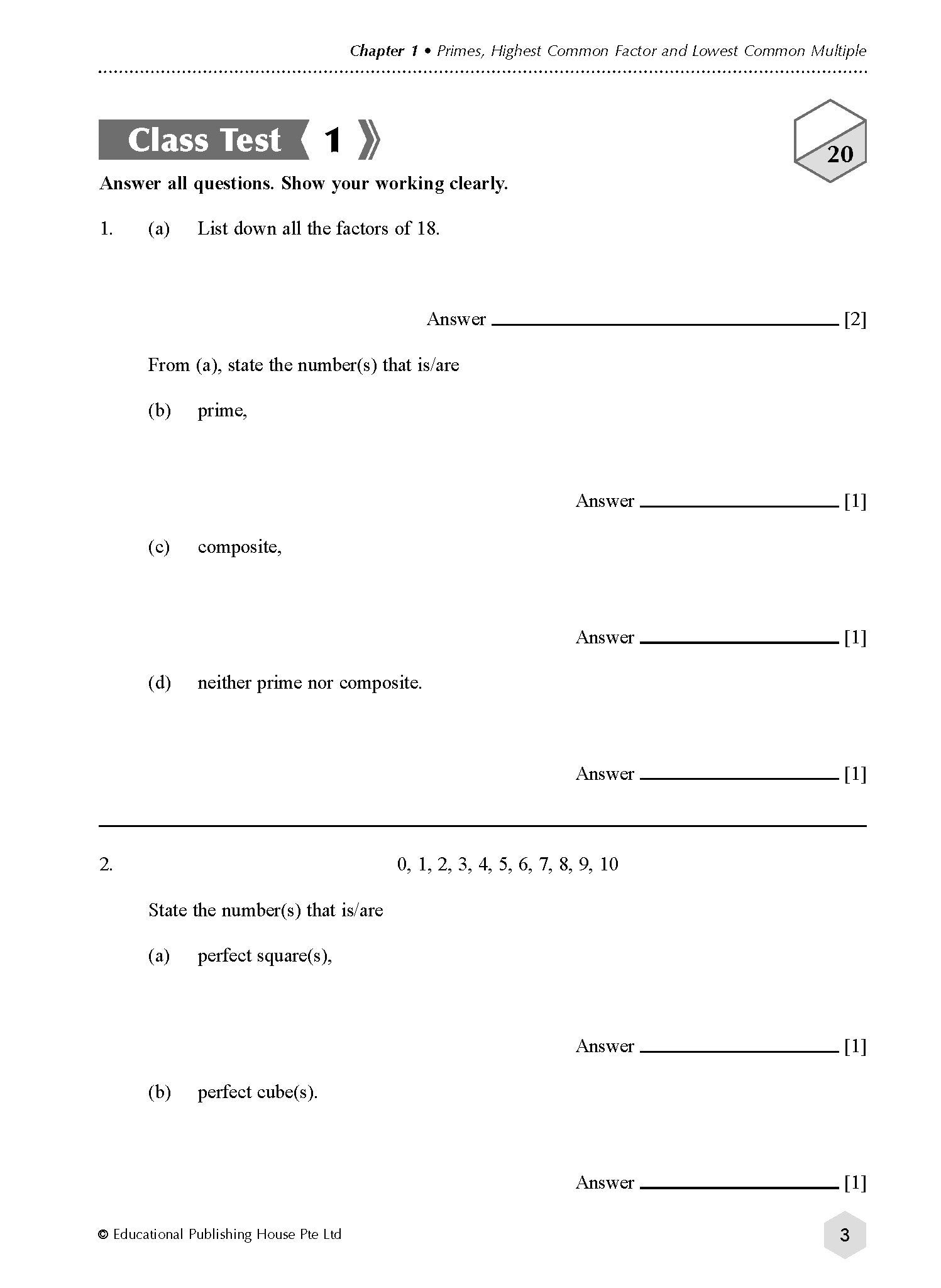 Secondary 1/G2 Mathematics Topical Tests