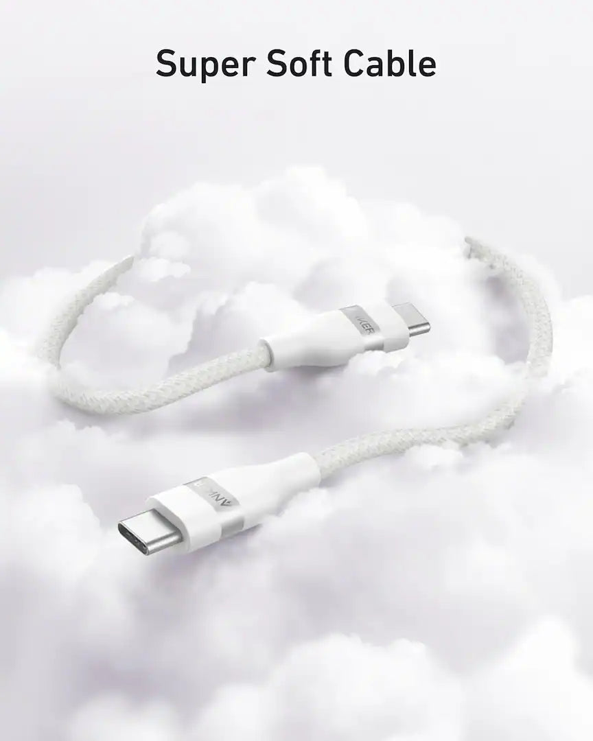 Anker Nano USB C Cable Softline 240W Flexible Multi-Color Braided Cord - White