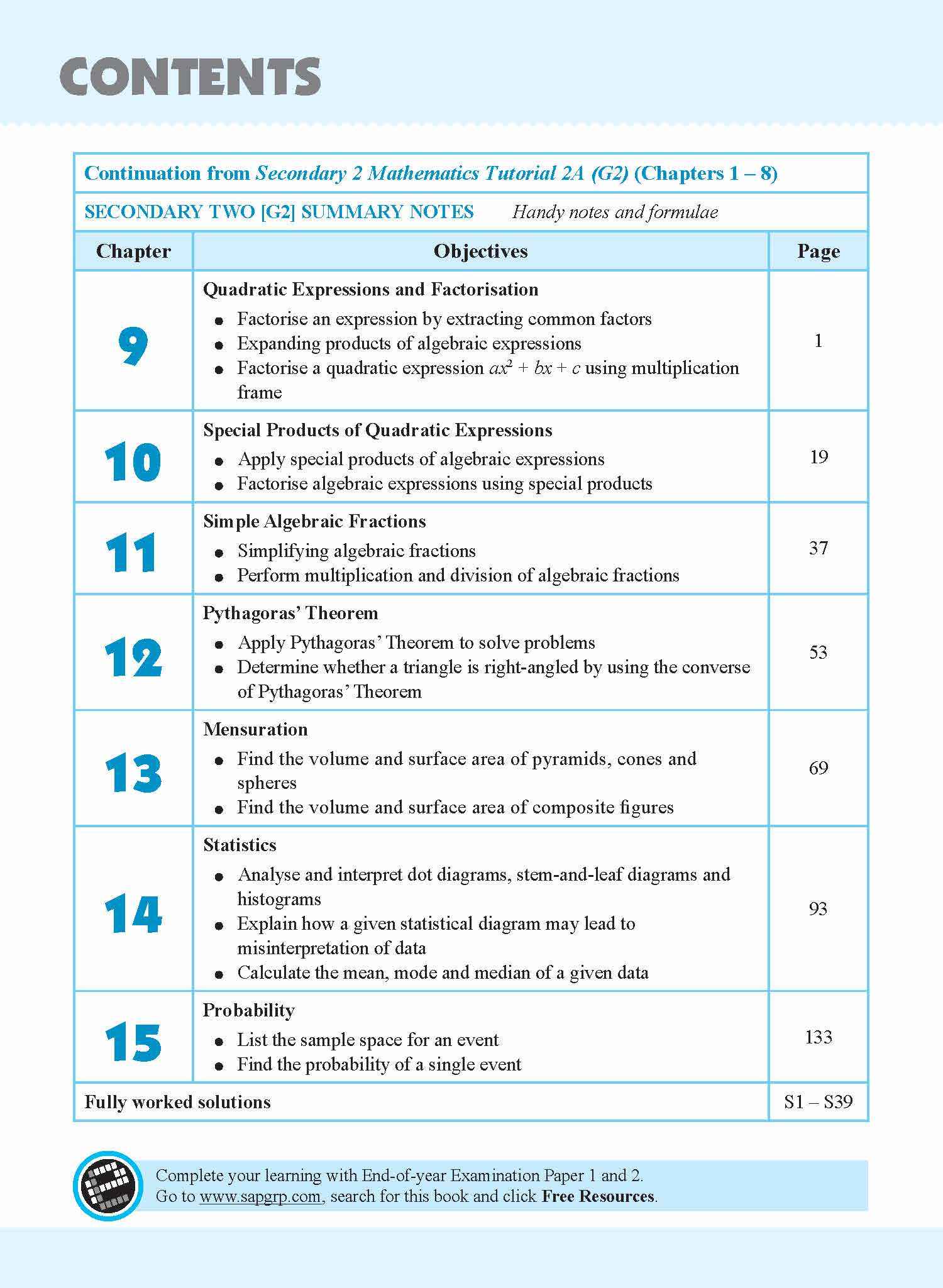 Secondary 2 Mathematics Tutorial 2B [G2] - 3rd Edition