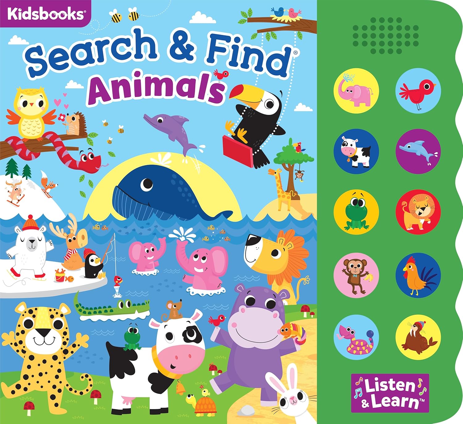 Search & Find Animals – Interactive Sound Book with 10 Buttons (Board book – Touch & Feel)