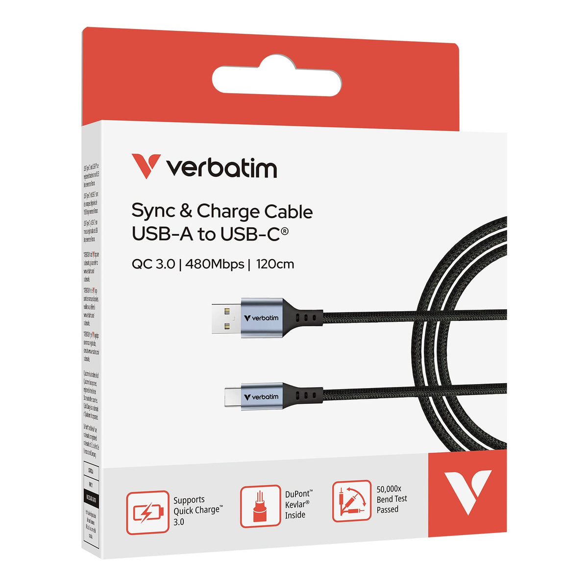 Verbatim Sync & Charge Cable 18W USB-A to USB-C (SCC2-AC) Black