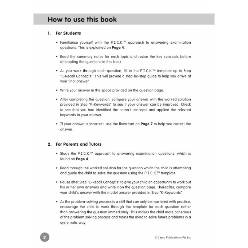 Lower Block PSLE Science P.I.C.K. the right answers