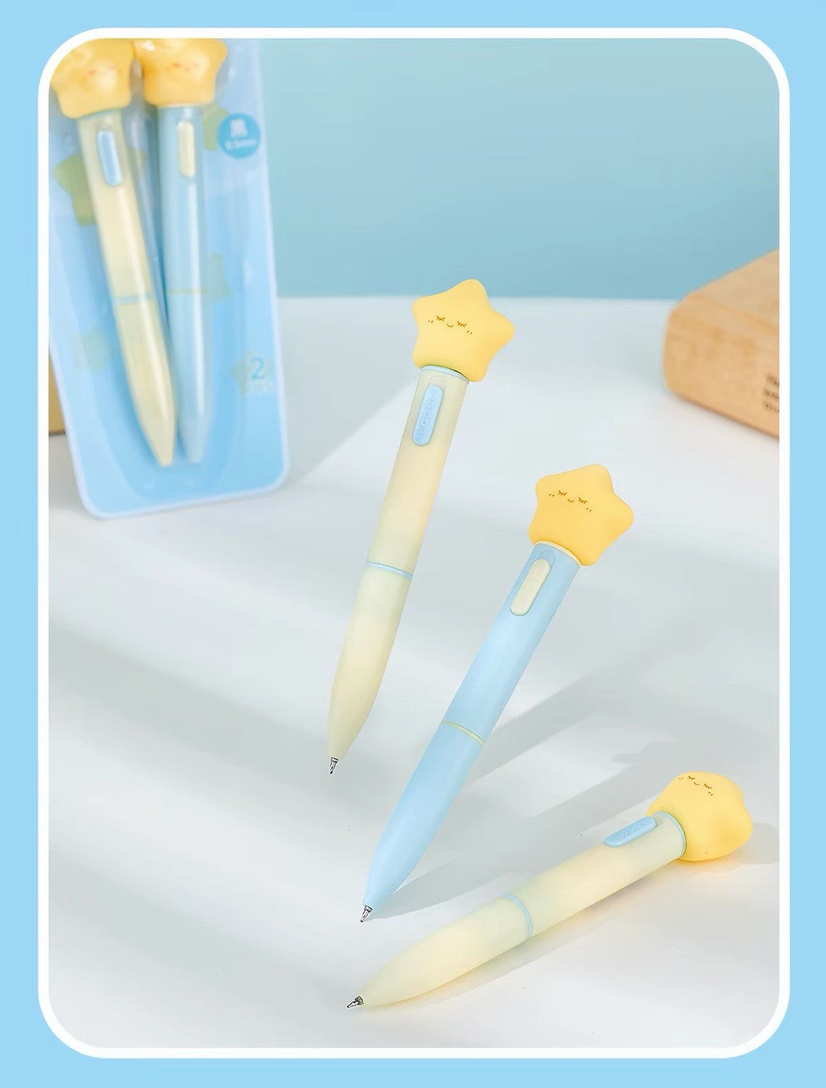  Lucky Star 0.5mm Black Ink Gel Pen 2pcs 