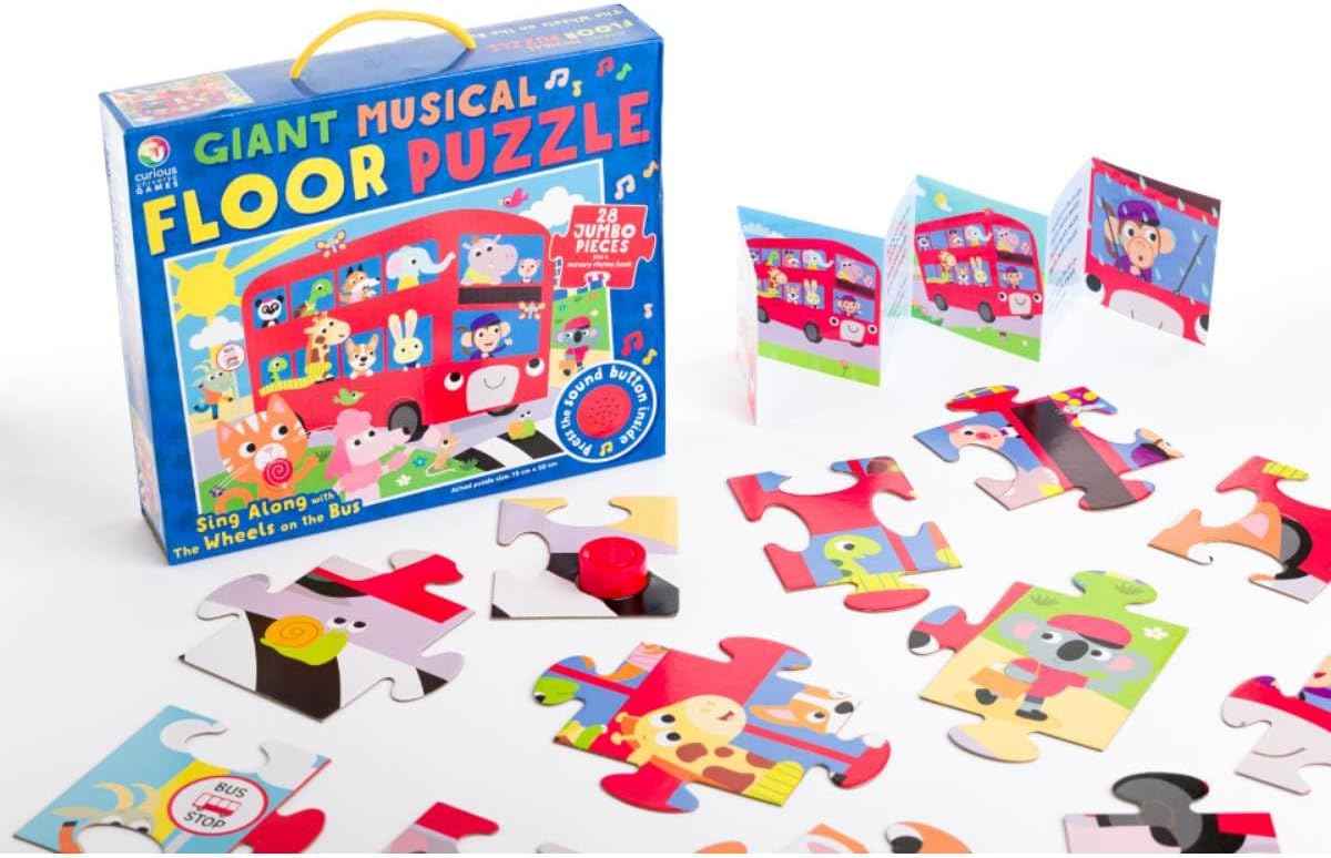 CURIOUS UNIVERSE GIANT MUSICAL FLOOR PUZZLE SING ALONG WITH THE WHEELS ON THE BUS