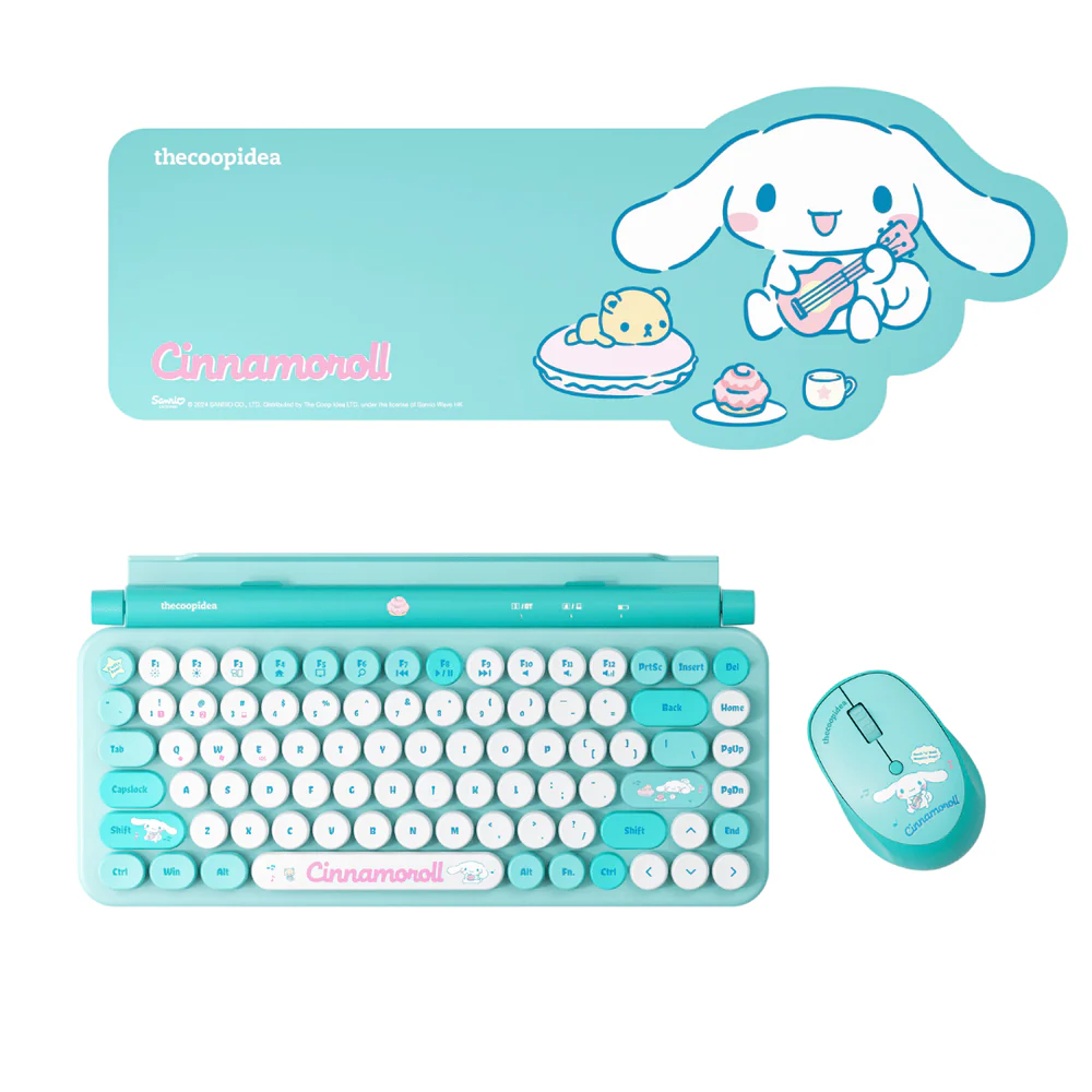 Thecoopidea Sanrio Retro Tappy Wireless Keyboard & Mouse Set (Cinnamoroll)
