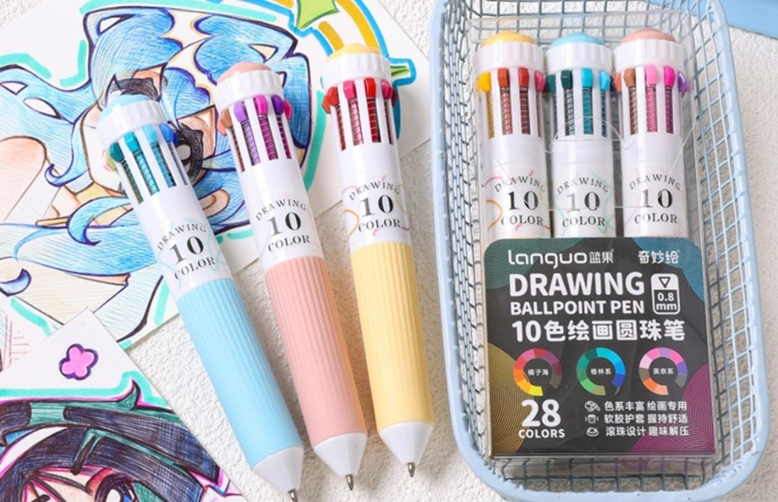  28-Colour Drawing Ballpoint Pen Set – 3-Piece Box Set 