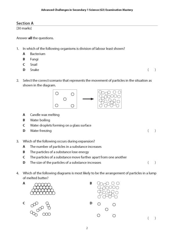 Secondary 1 Advanced Mastery in Science (G3) Examination Challenges