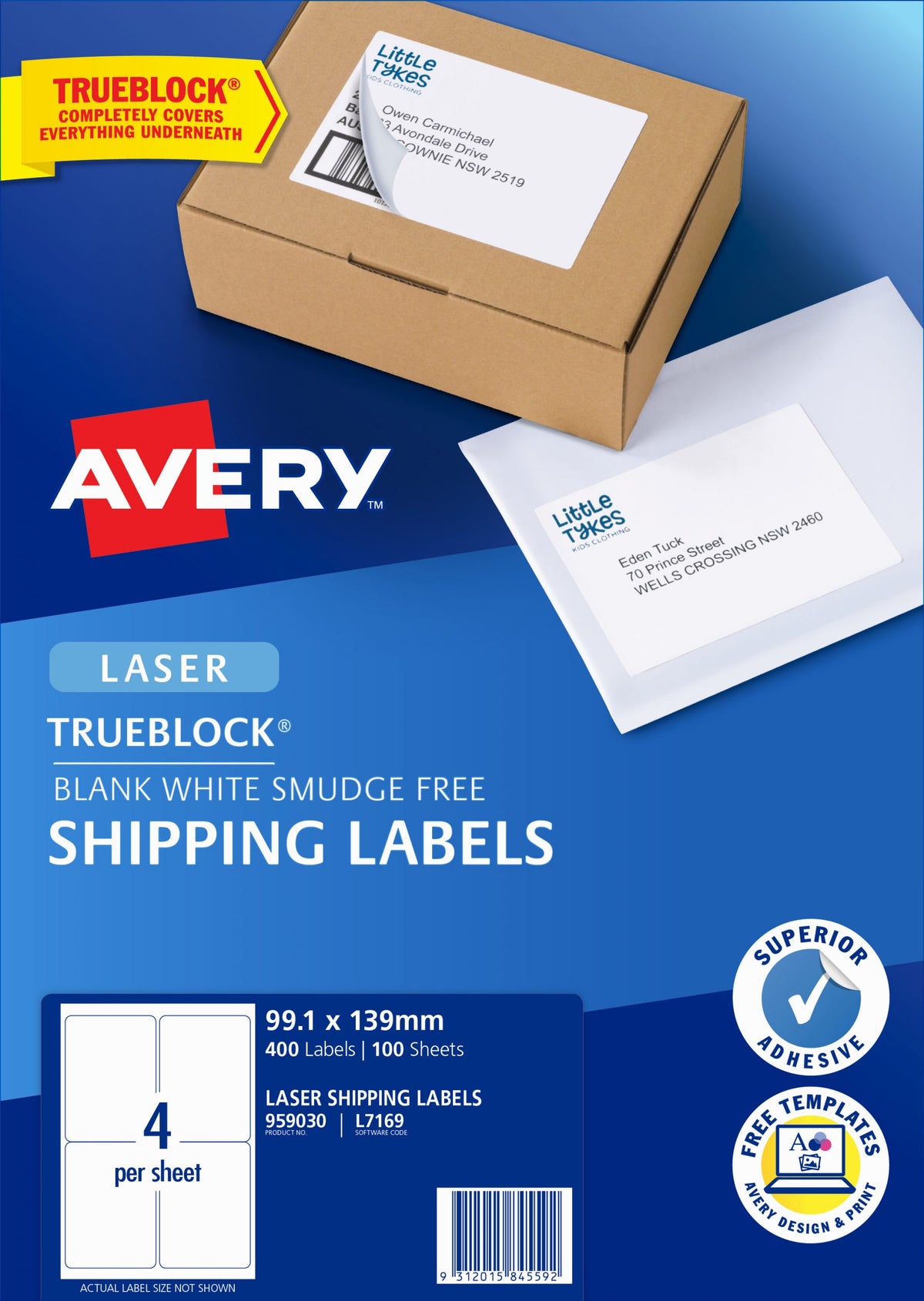 Avery Laser Label 4-sht A4 L7169-10