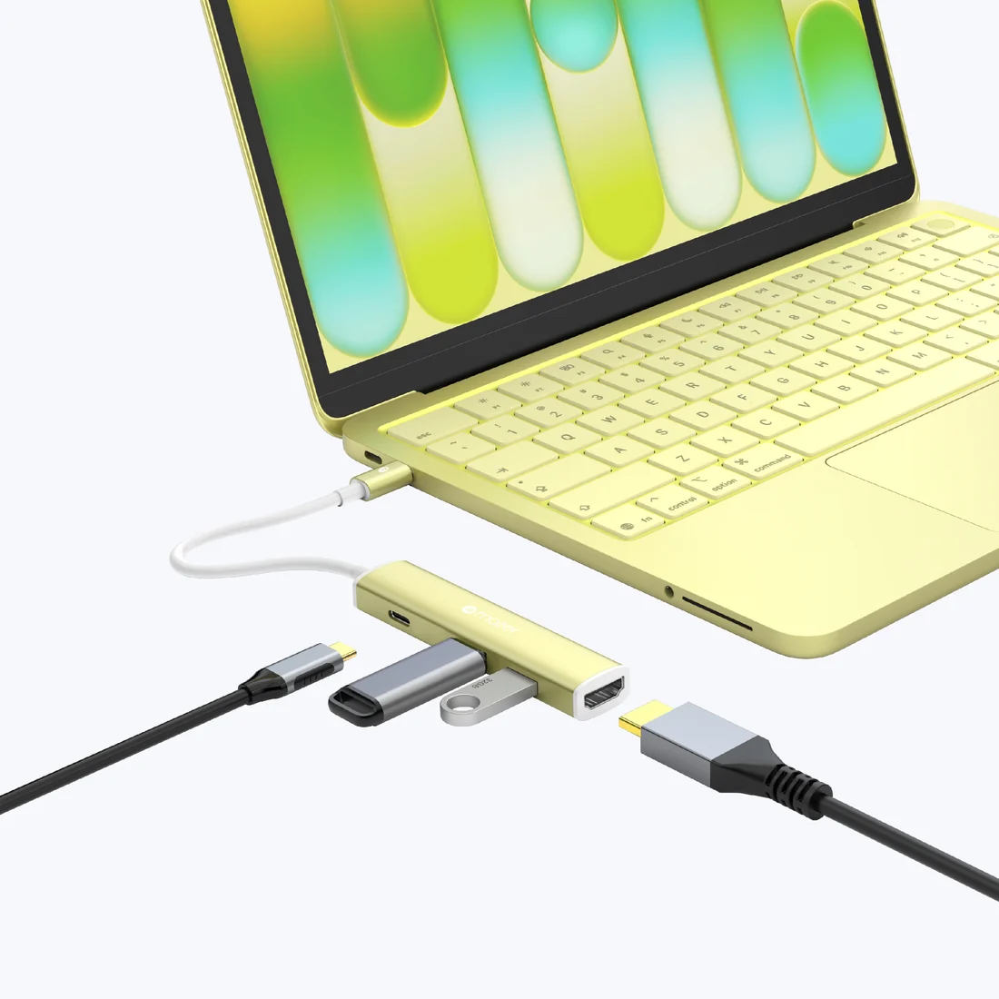 Mazer InfiniteLinkHub Slim Hub51 4-in-1 USB C Multimedia Mobile Hub Citrus