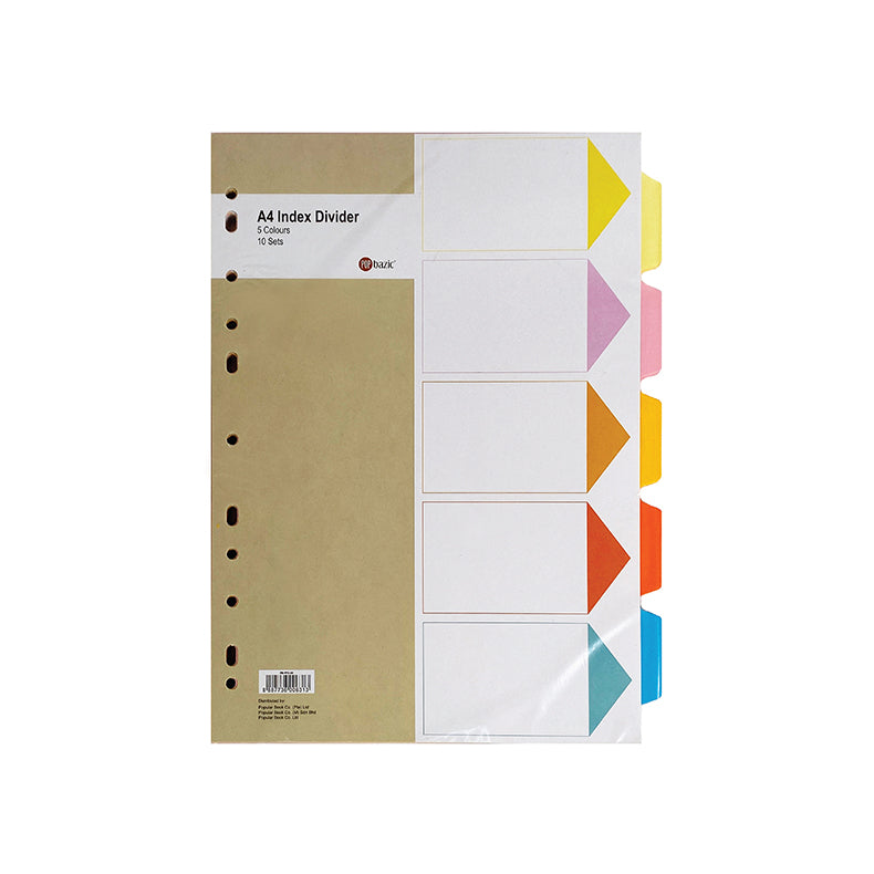 Pop Bazic 5-colour Paper Index A4 10 Sets