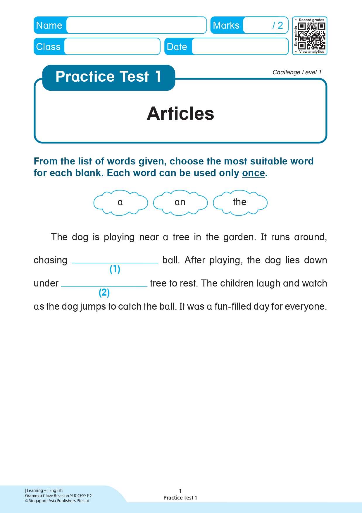 Learning+ English GRAMMAR CLOZE Revision SUCCESS Primary 2