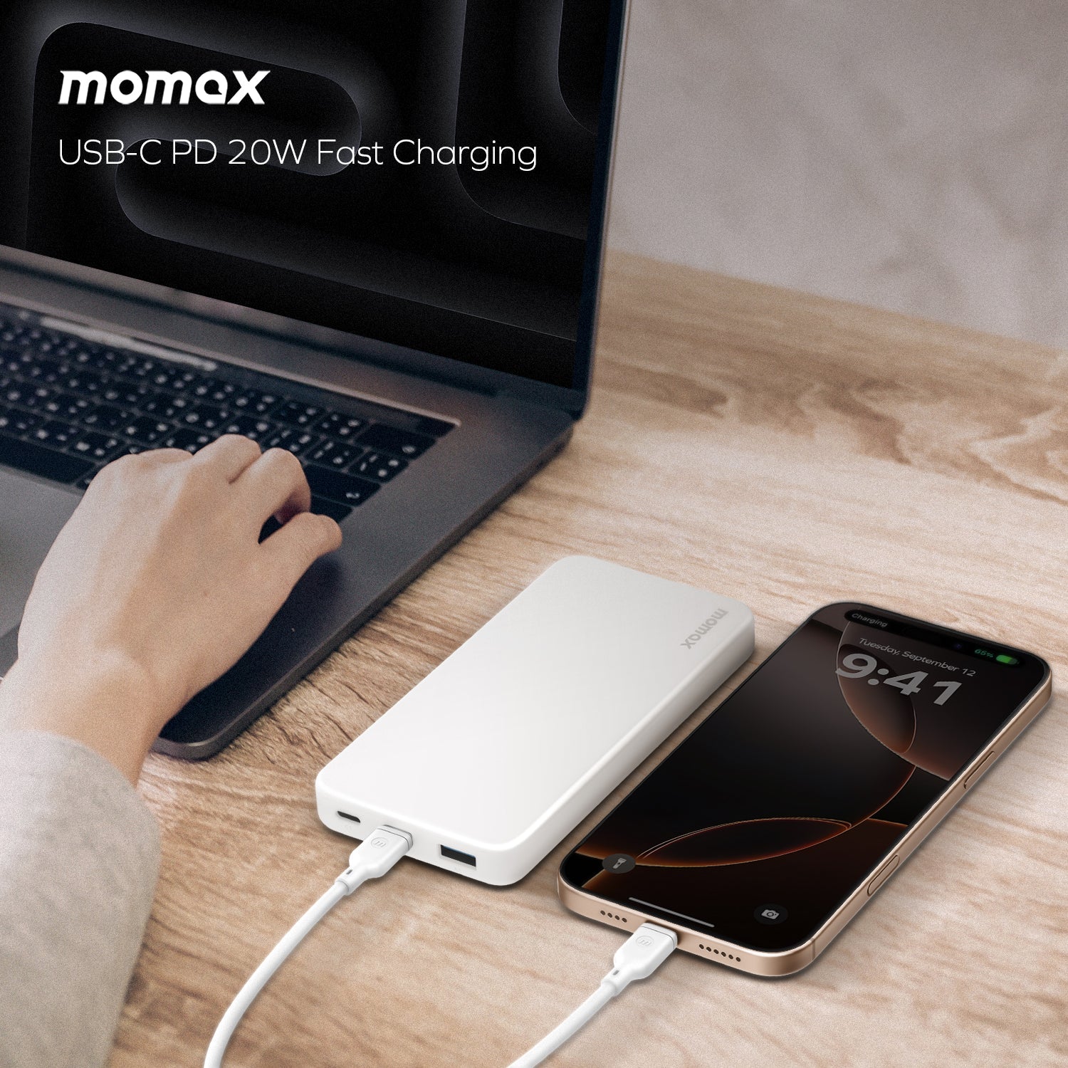 Momax IP155D 1-Power Vital 10000mAh Battery Pack (CCC-Certified) – White