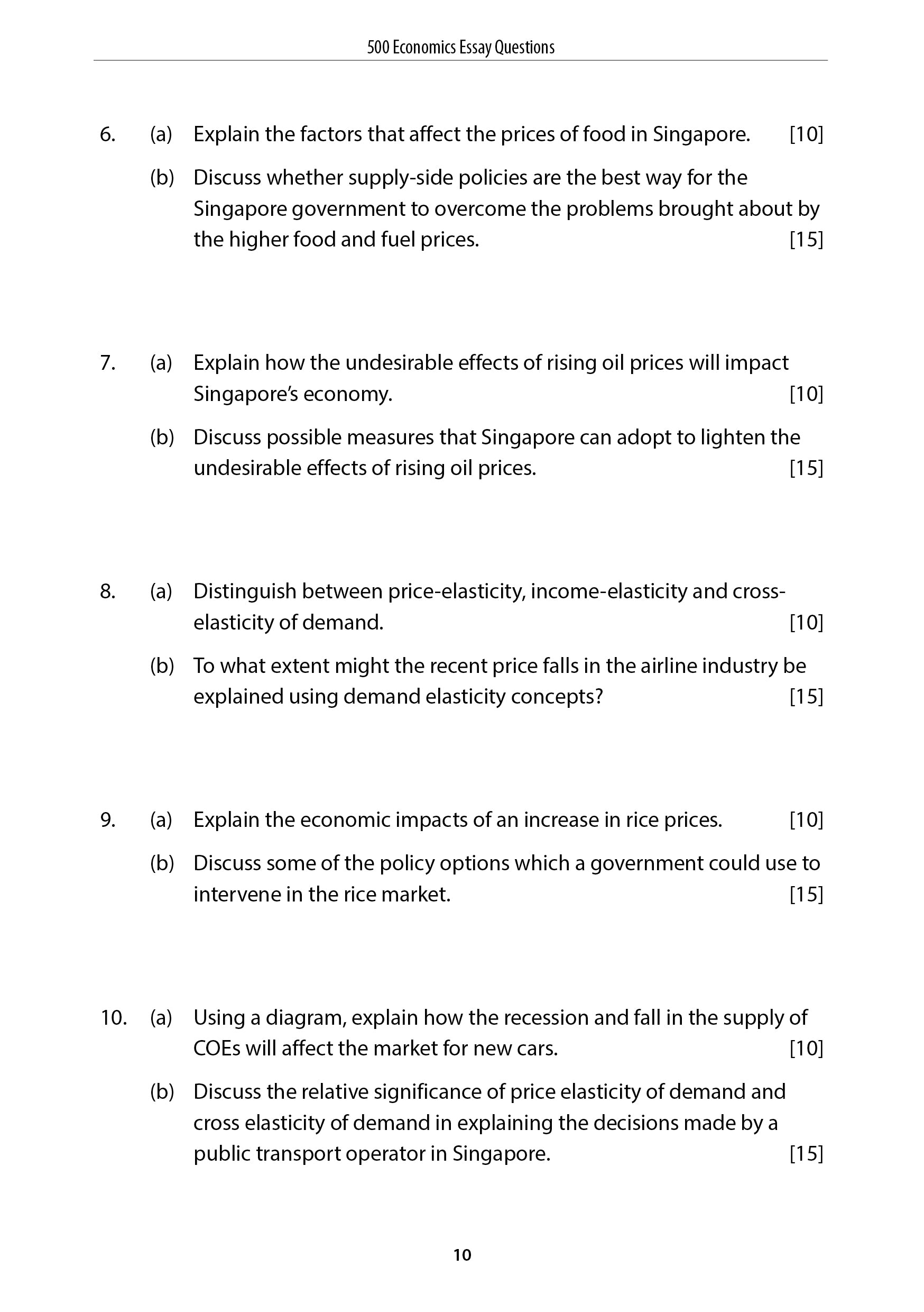 AL ECONOMICS ESSAY QUESTION FOR PRACTICE