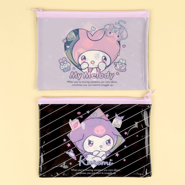 SANRIO NEW RETRO FLAT ZIPPER POUCH - MY MELODY & KUROMI