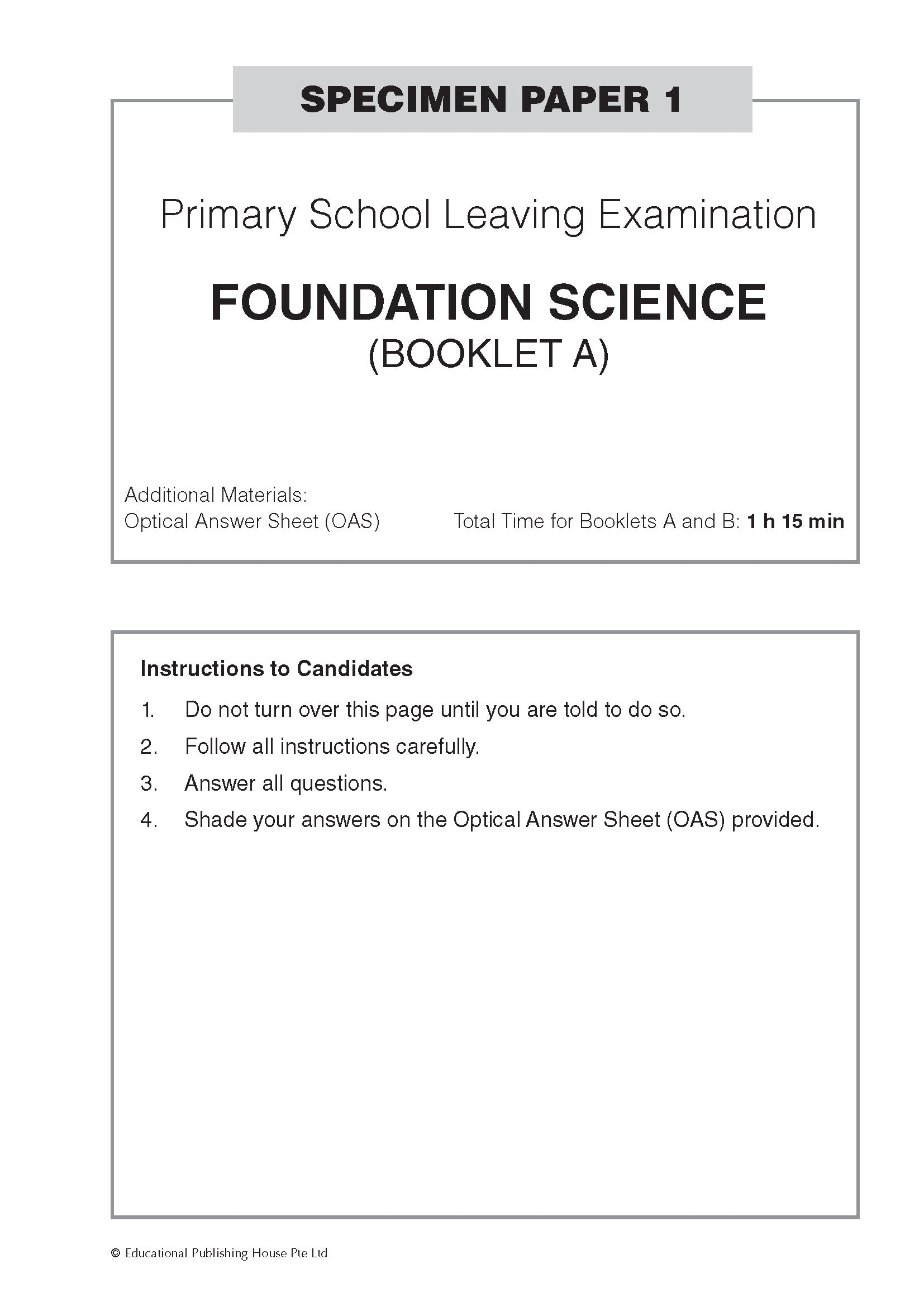 Psle Foundation Science Specimen Papers 