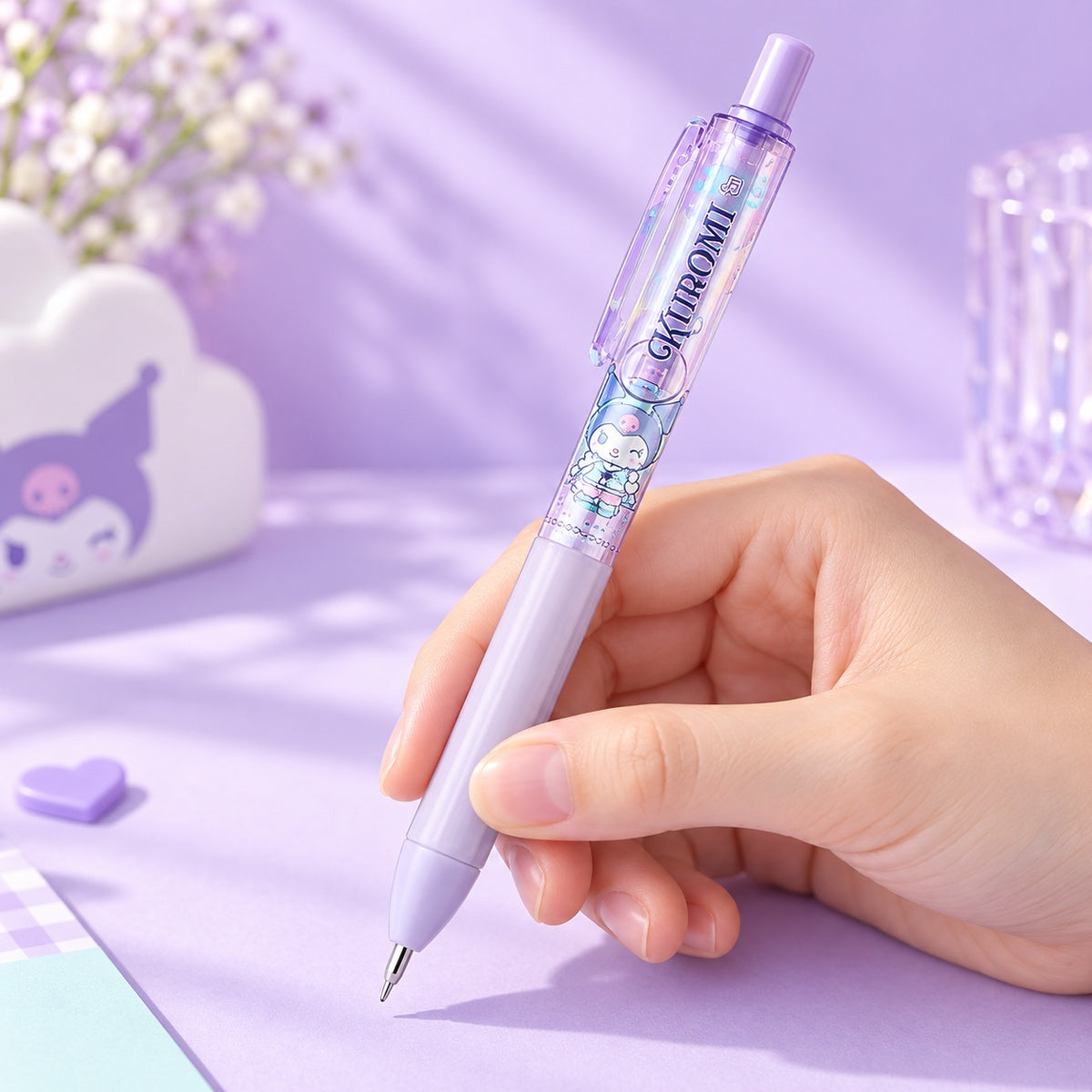  Kuromi Retractable Gel Pen Set 0.5mm Black - 6pcs Set 