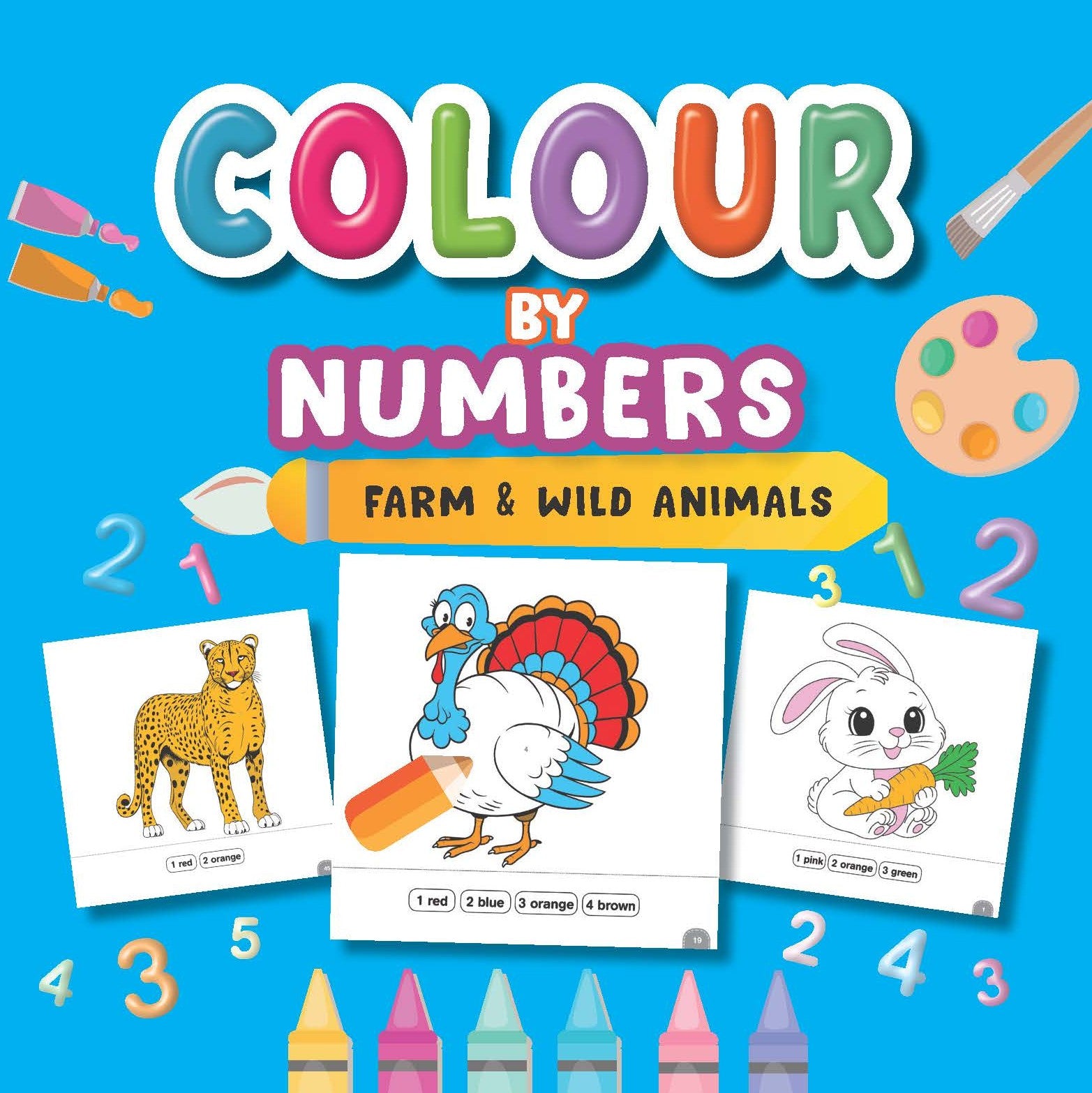 Colour By Numbers Farm & Wild Animals