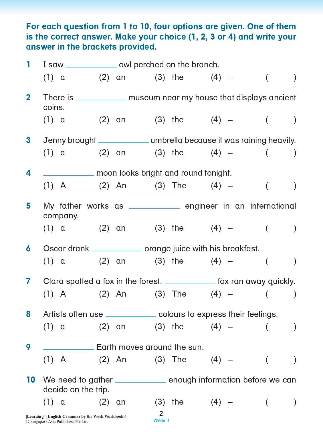  Learning+ English Grammar by the Week Workbook 4
