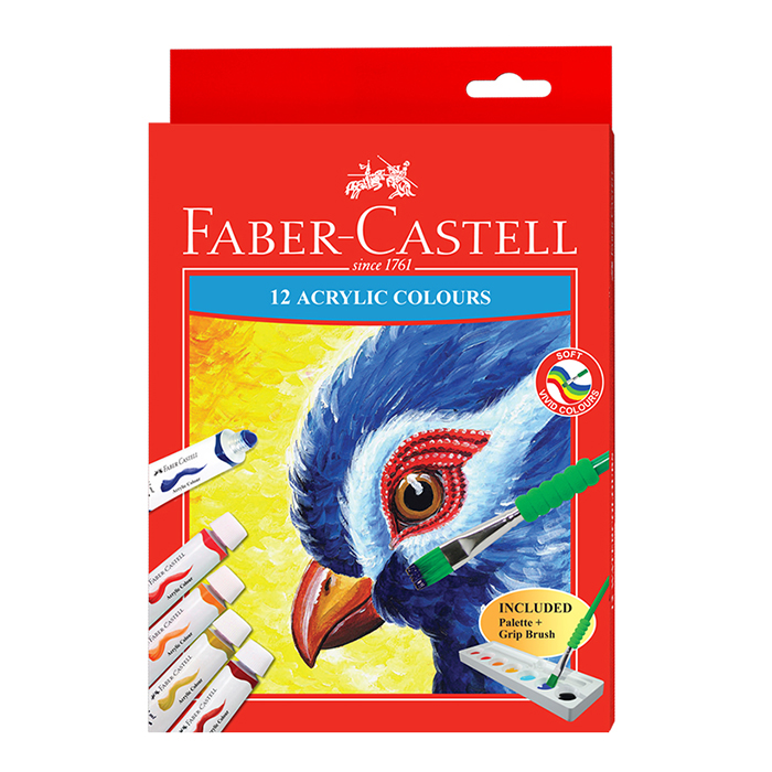 Faber-Castell Acrylic Colour Tubes, 12 Colours-572312
