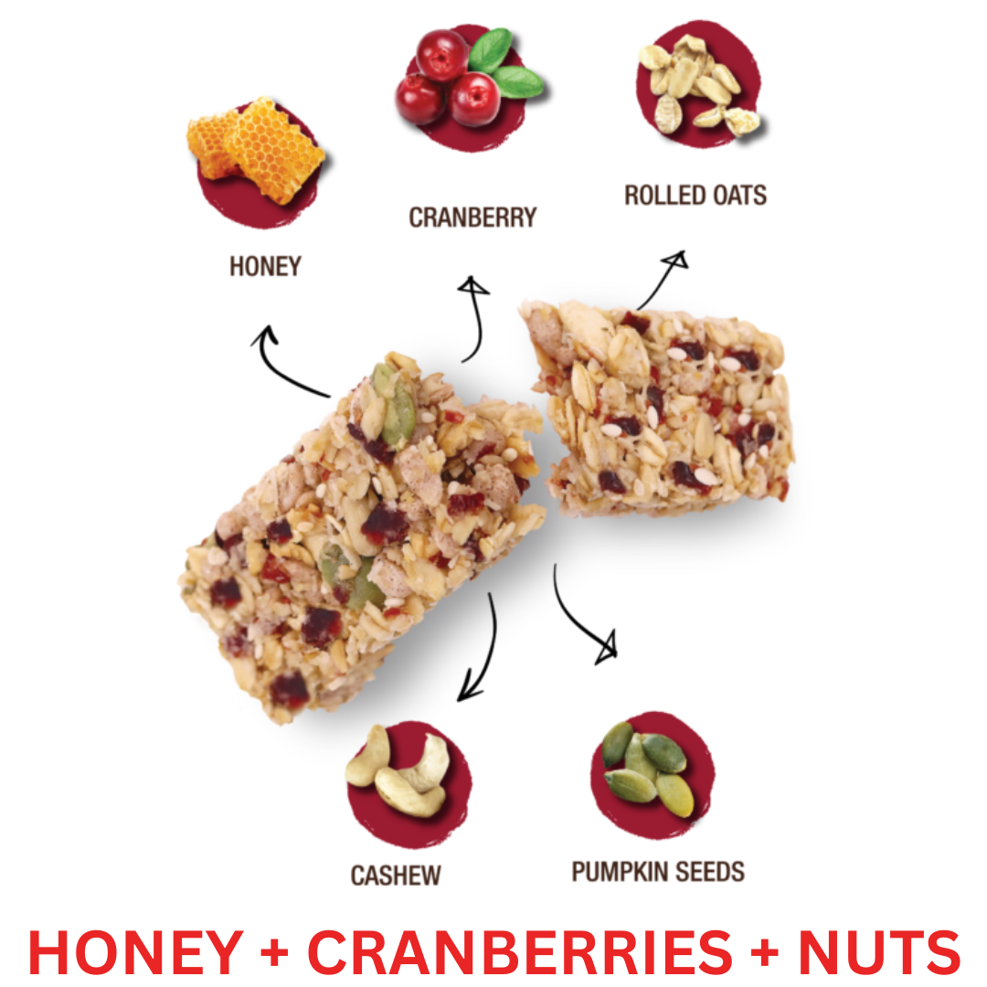 Hundred Seeds Granobar Box of 5 Honey Cranberry Nuts
