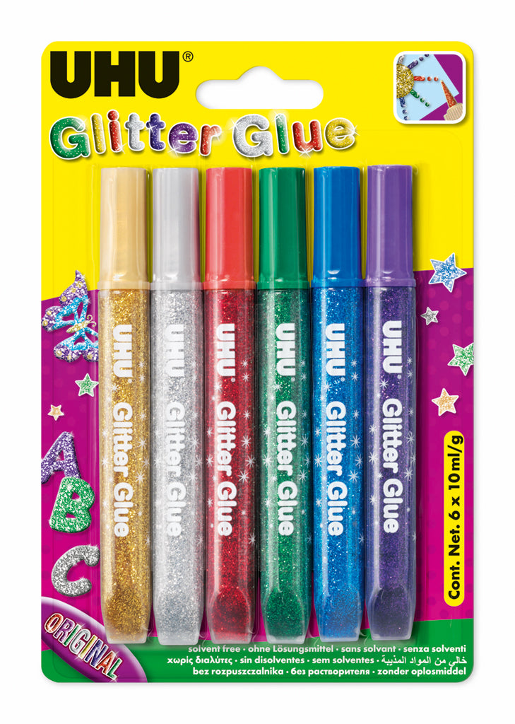 UHU Glitter Glue 5 x 10ml-39040