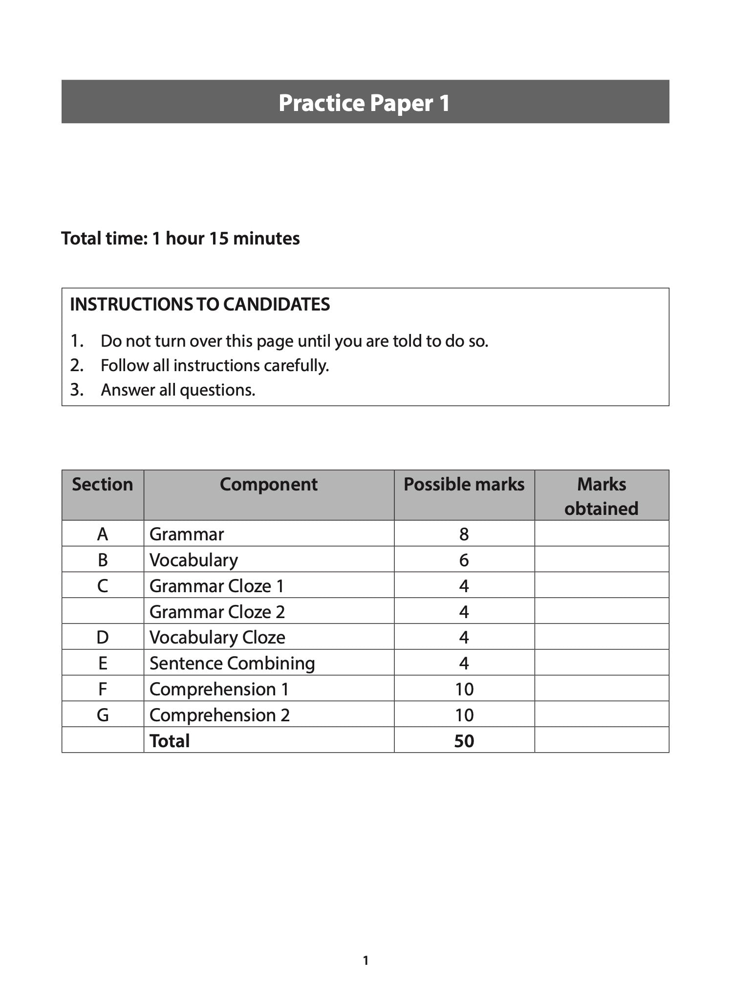 Primary 4 Eng Excel In Paper 2: Language Use & Comprehension