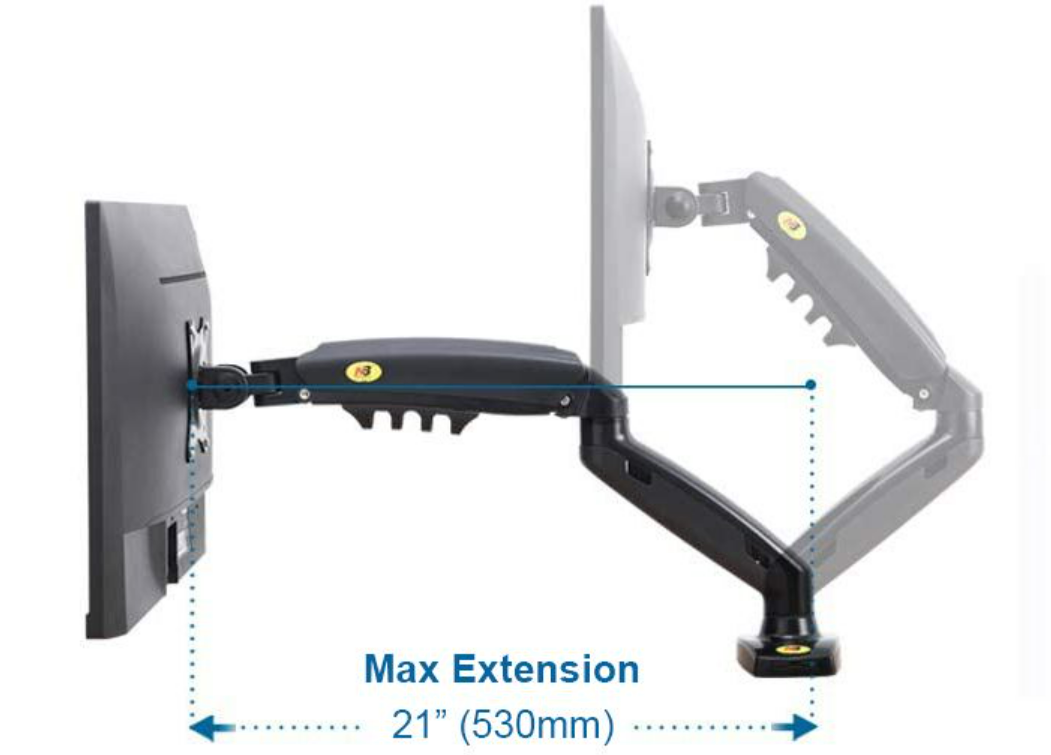 North Bayou F160 DUAL Monitor Arm - White