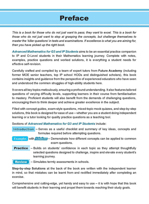 Advanced Mathematics For G3 And IP Students Secondary 1